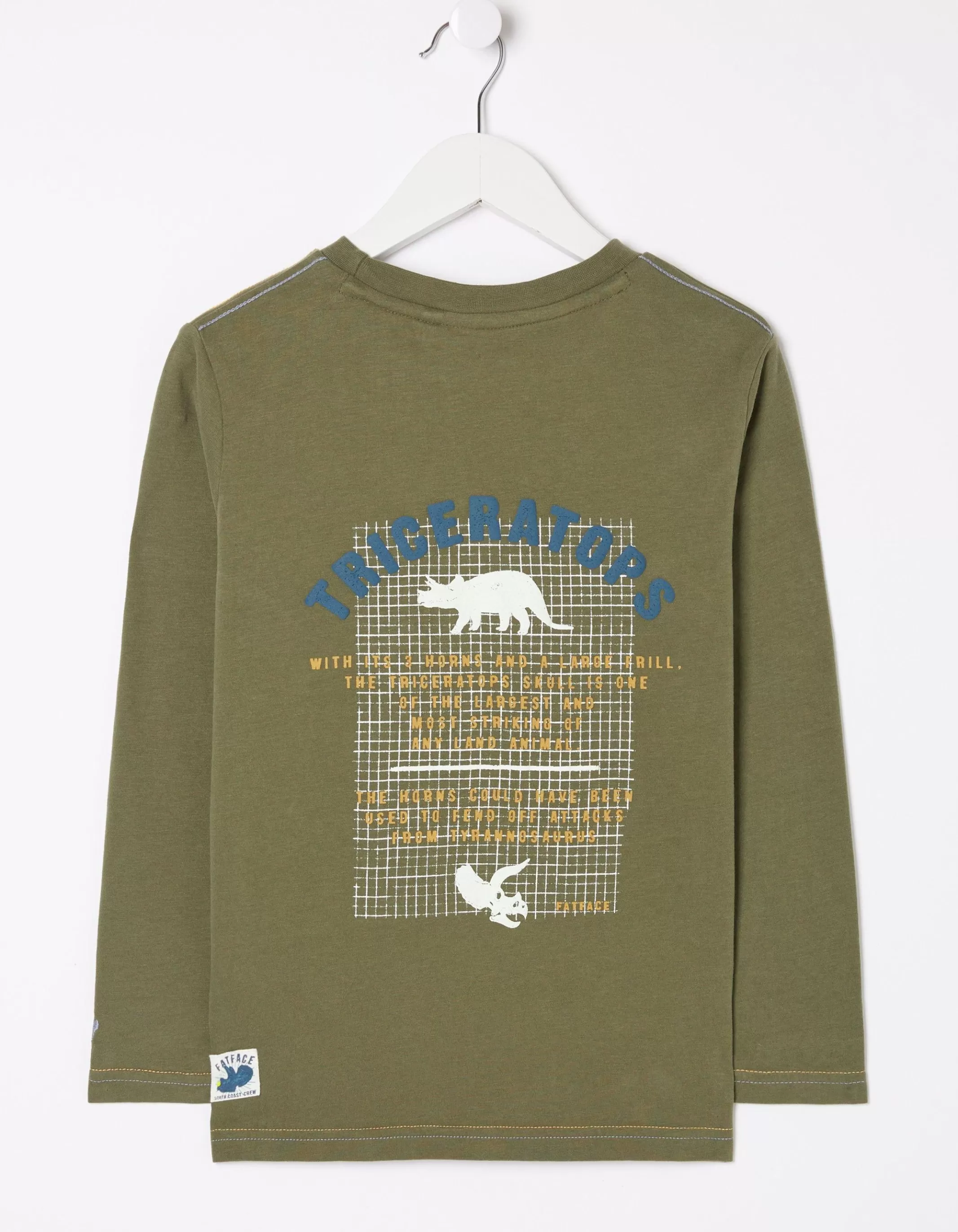 Cheap FatFace Triceratops Jersey T-Shirt Khaki Green