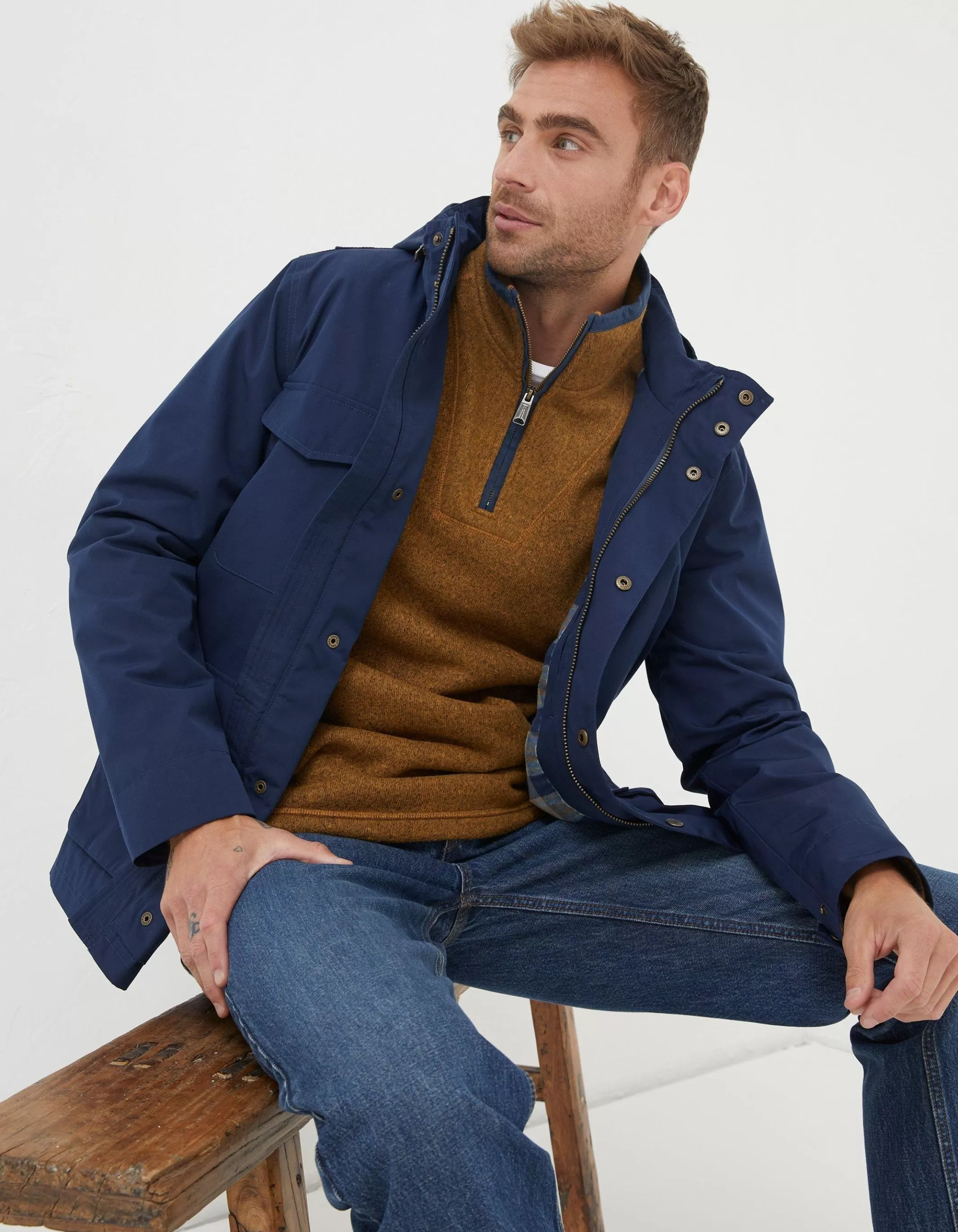 New FatFace Truro Waterproof Jacket Navy