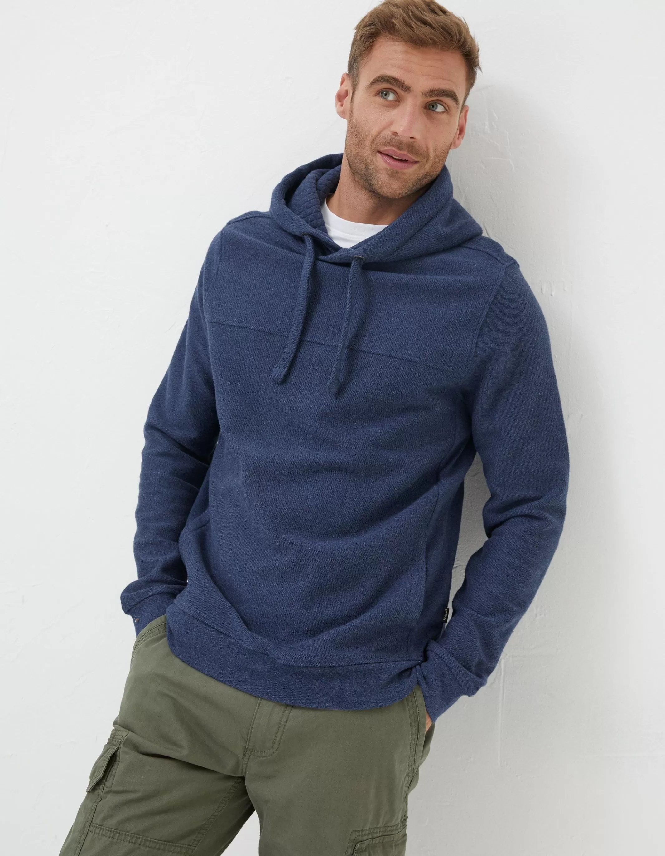 Hot FatFace Twill Textured Hoodie Navy