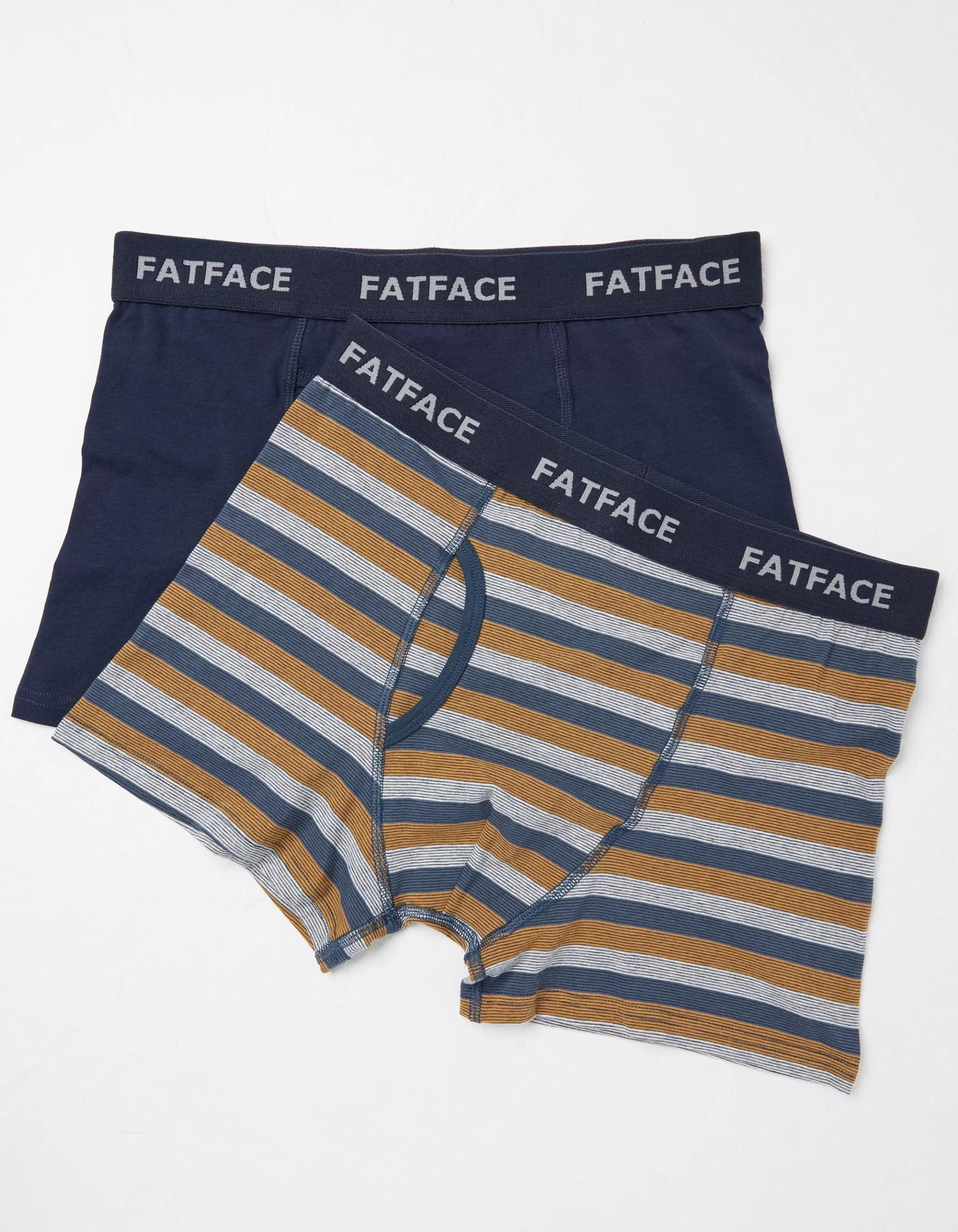 Online FatFace Two Pack Dorset Stripe Boxers Navy