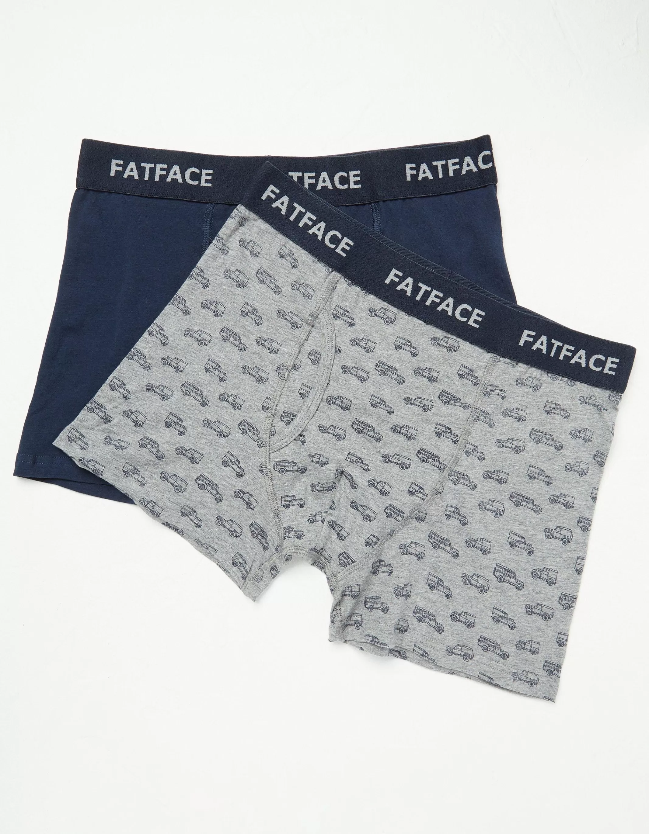 Discount FatFace Two Pack Land Rover Print Boxers Grey Marl