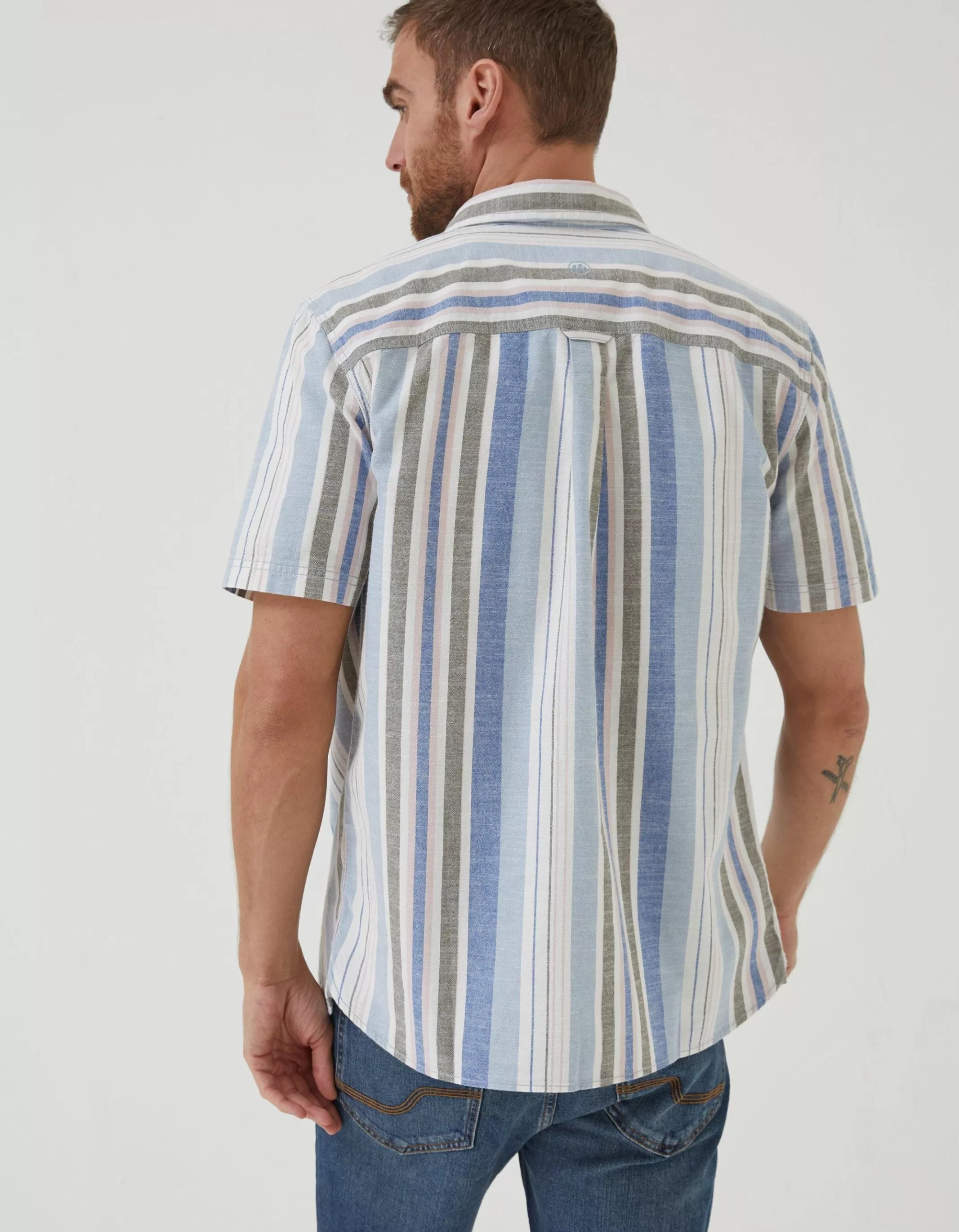 Shop FatFace Tynemouth Stripe Shirt Chamb Blue