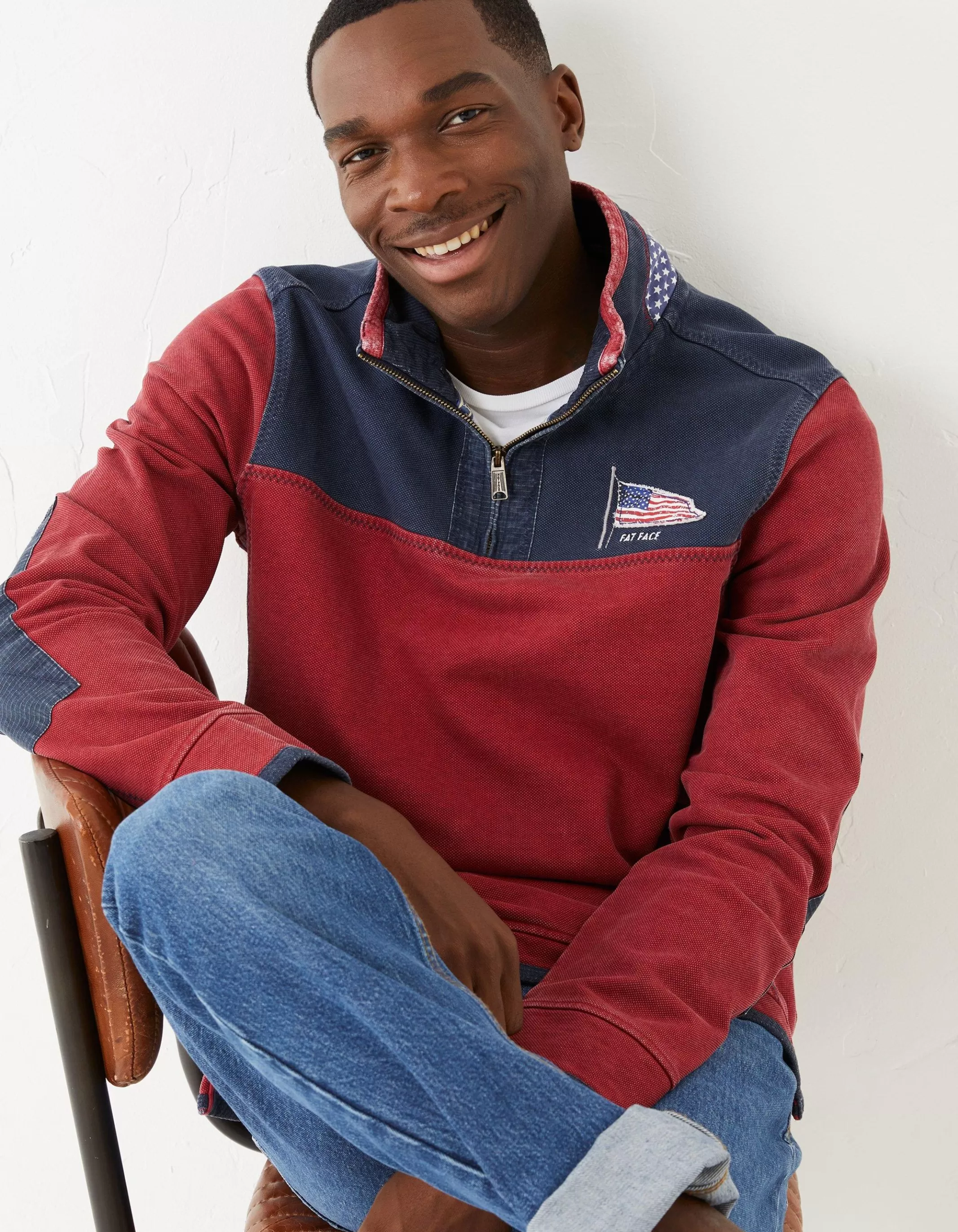 Best Sale FatFace Usa Airlie Yoke Sweatshirt Red