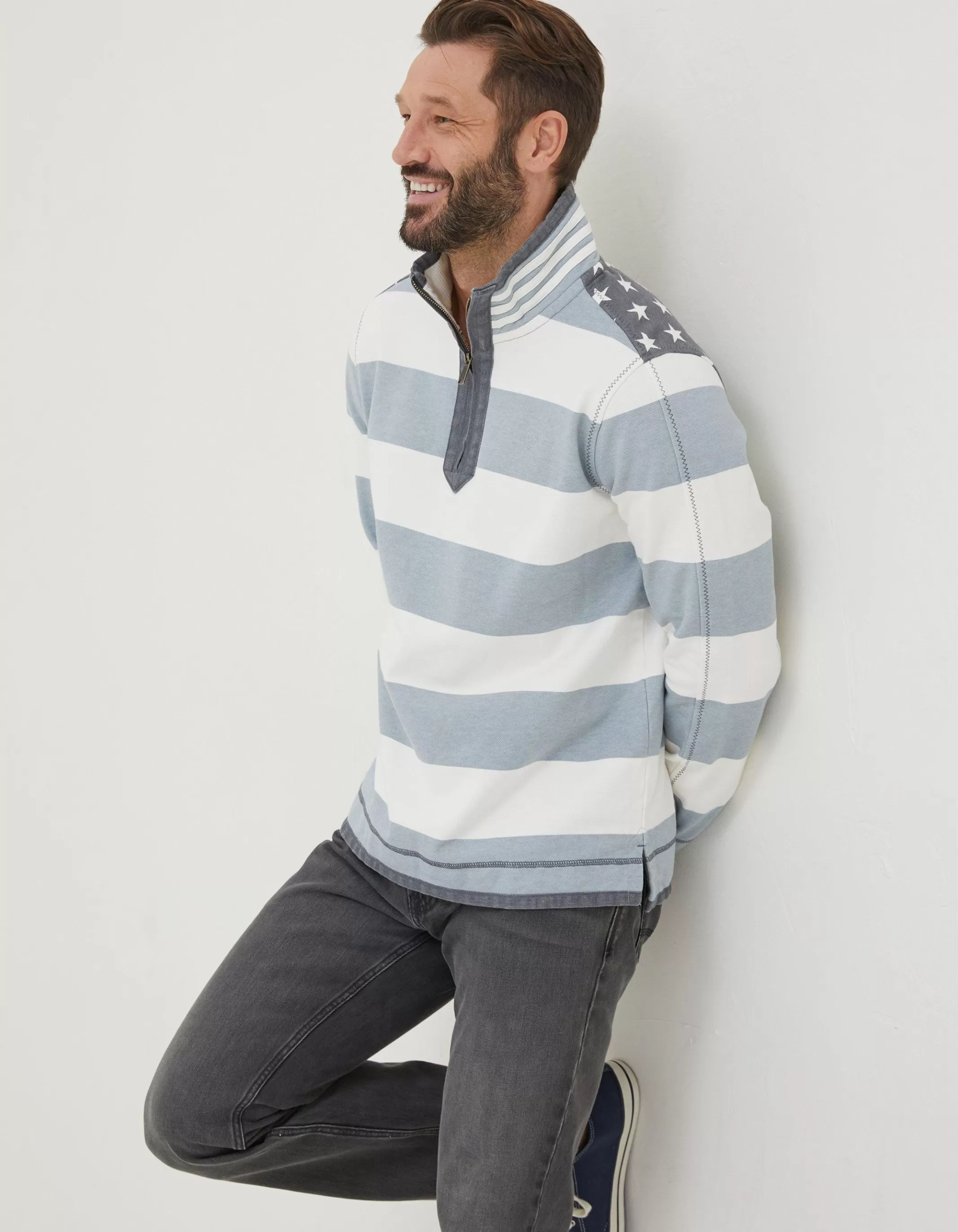 Fashion FatFace Usa Block Stripe Airlie Sweatshirt Grey