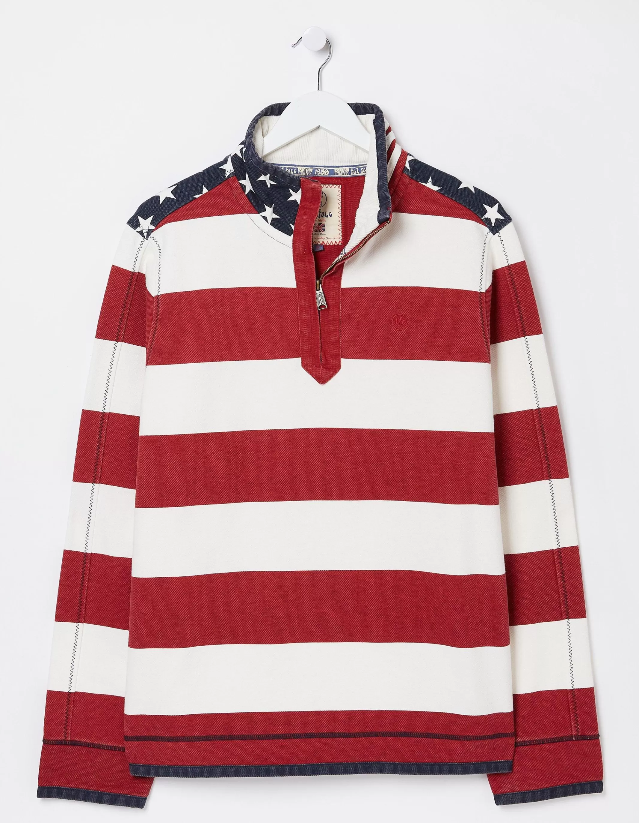 Online FatFace Usa Block Stripe Airlie Sweatshirt Red