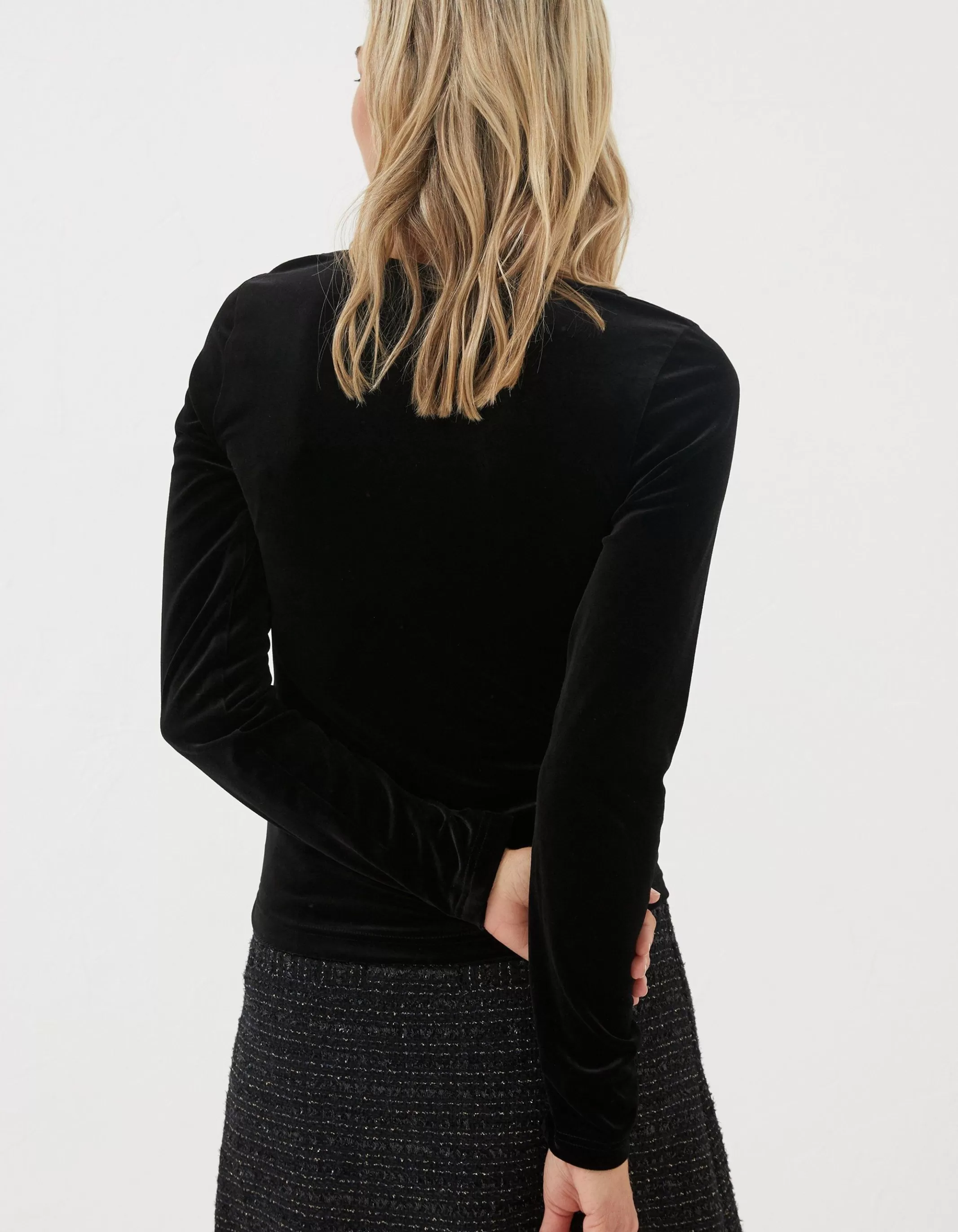 Cheap FatFace Valerie Velvet Top Black