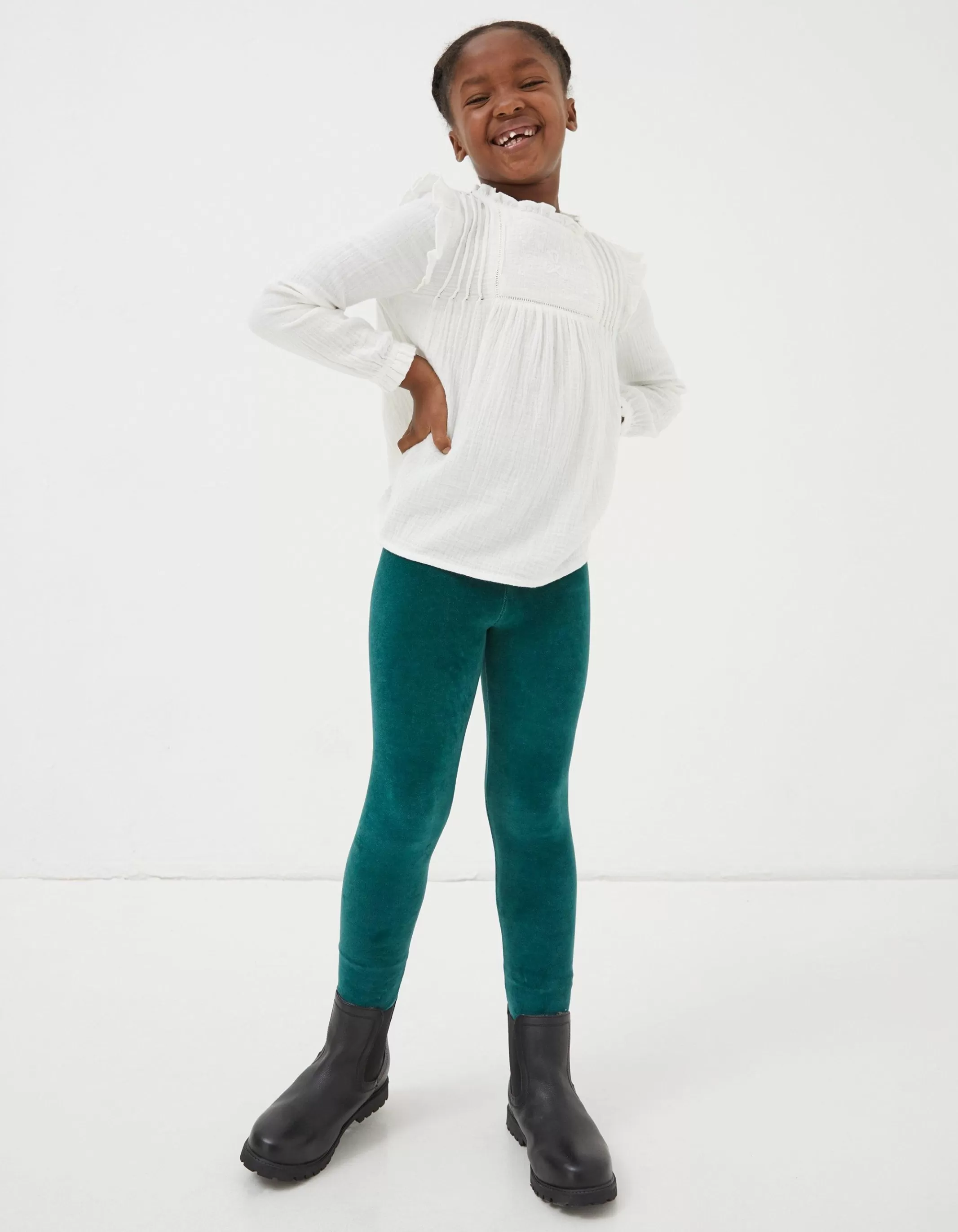 Discount FatFace Velvet Legging Green