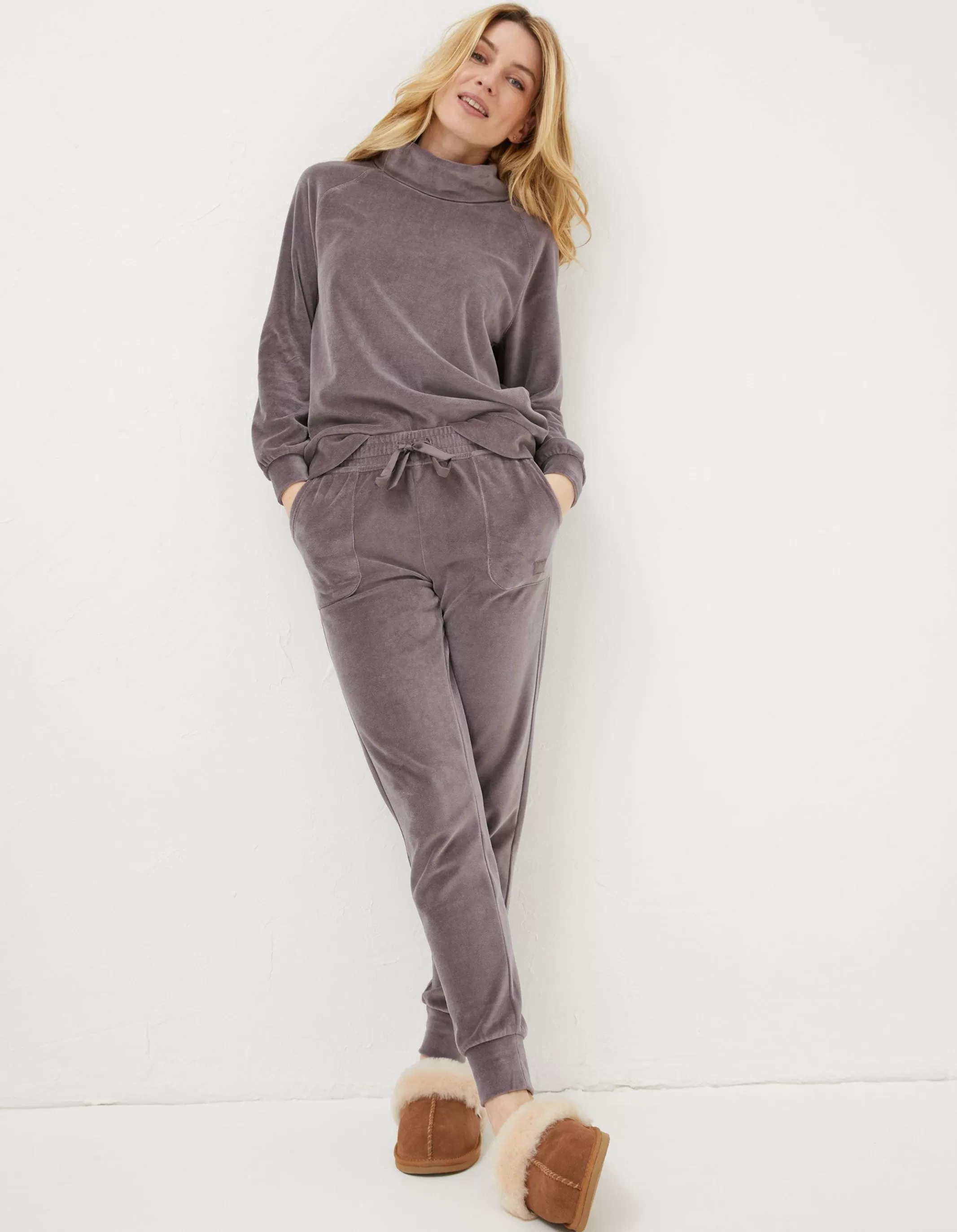 Cheap FatFace Verity Velvet Jogger Washed Purple