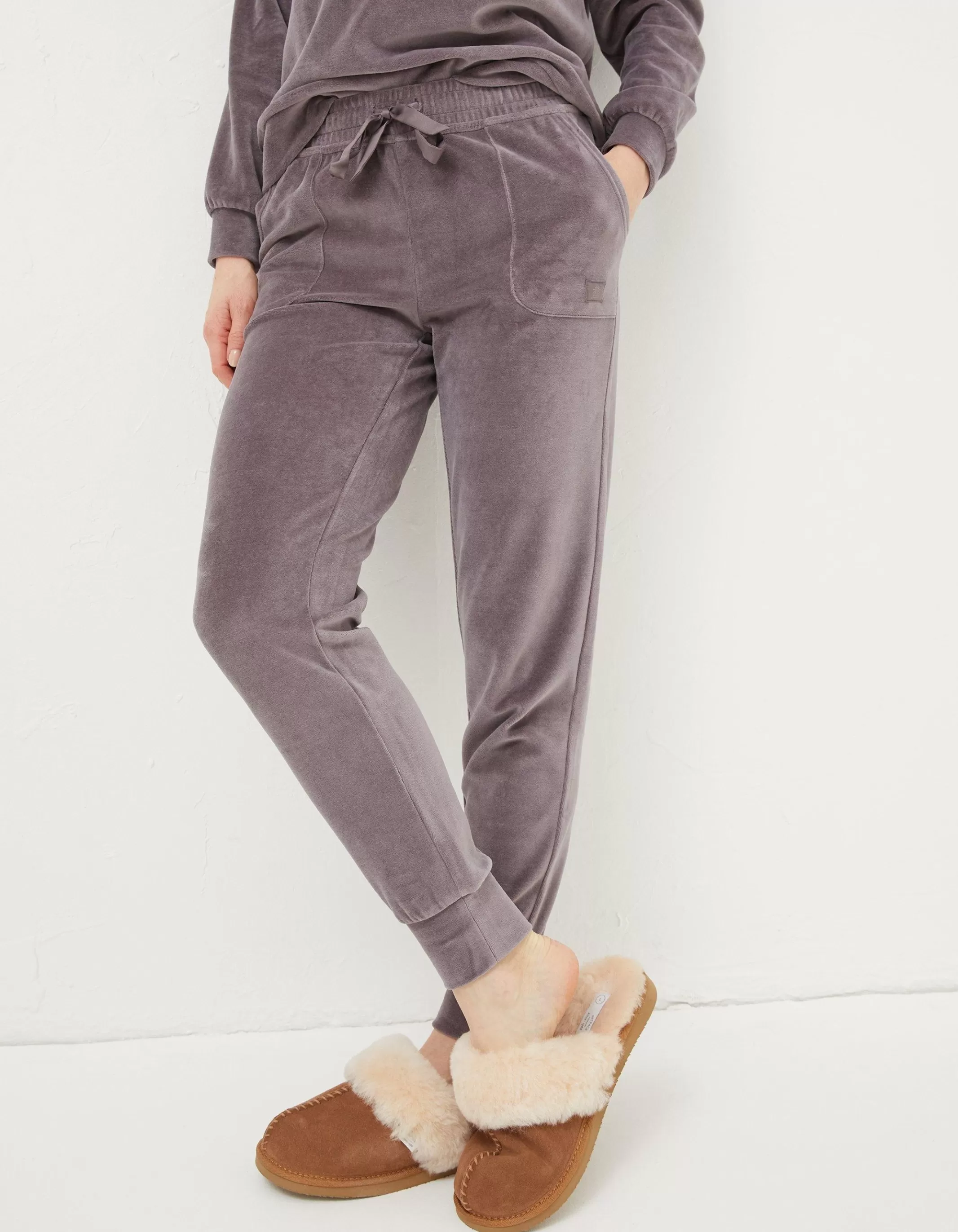 Cheap FatFace Verity Velvet Jogger Washed Purple