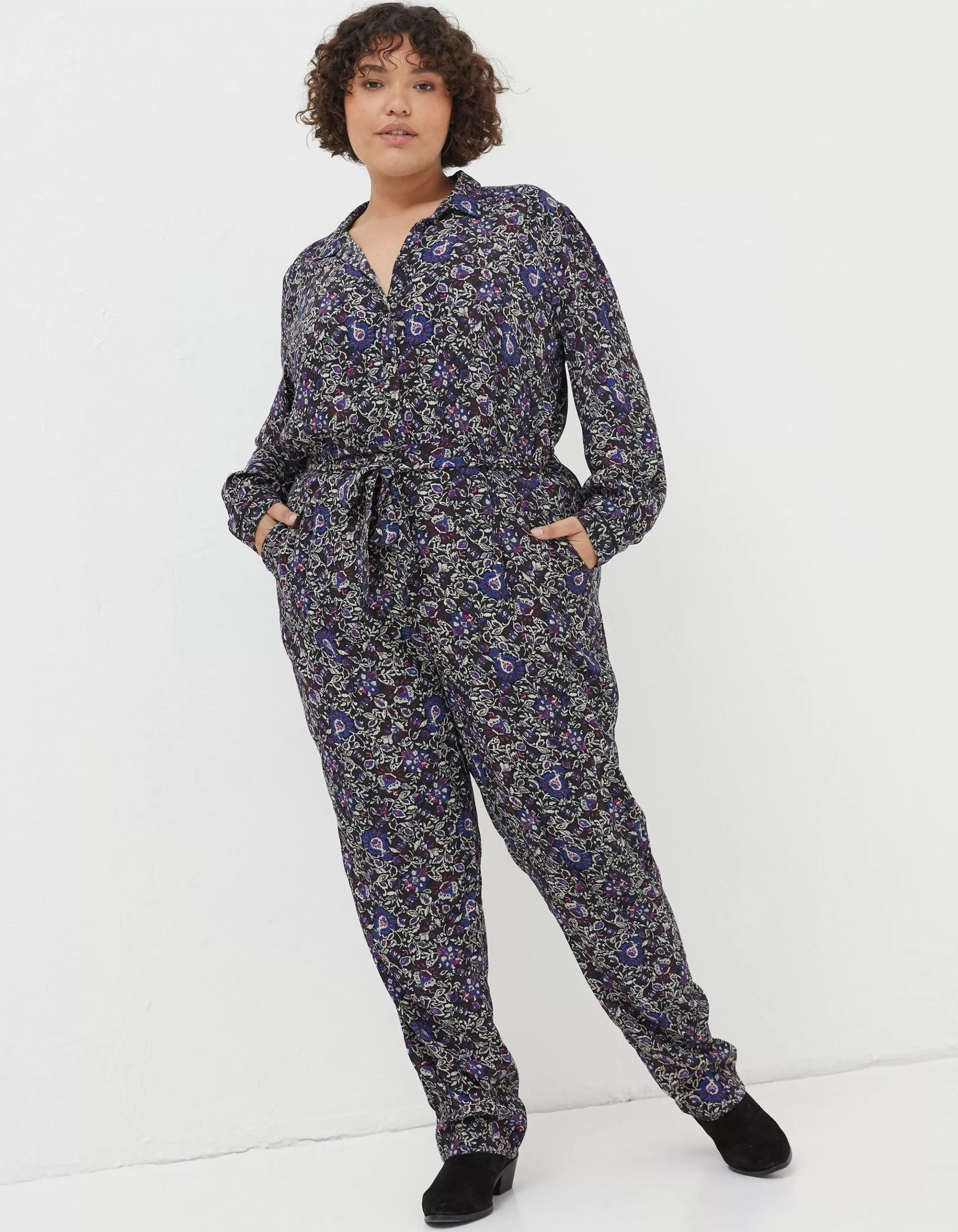 Cheap FatFace Vinnie Floral Jumpsuit Black