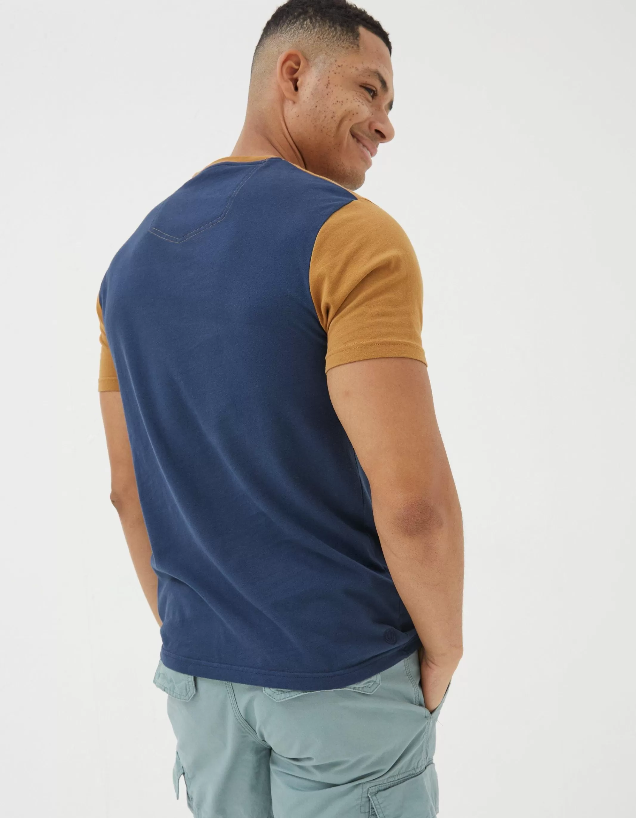 Hot FatFace Volkswagen Chest Stripe T-Shirt Tan
