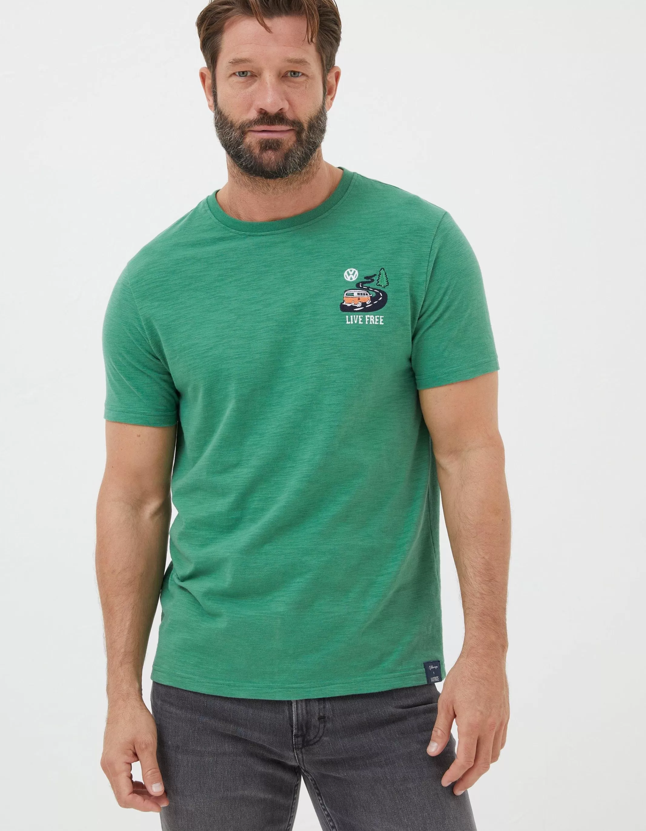 Cheap FatFace Vw Live Free T-Shirt Green