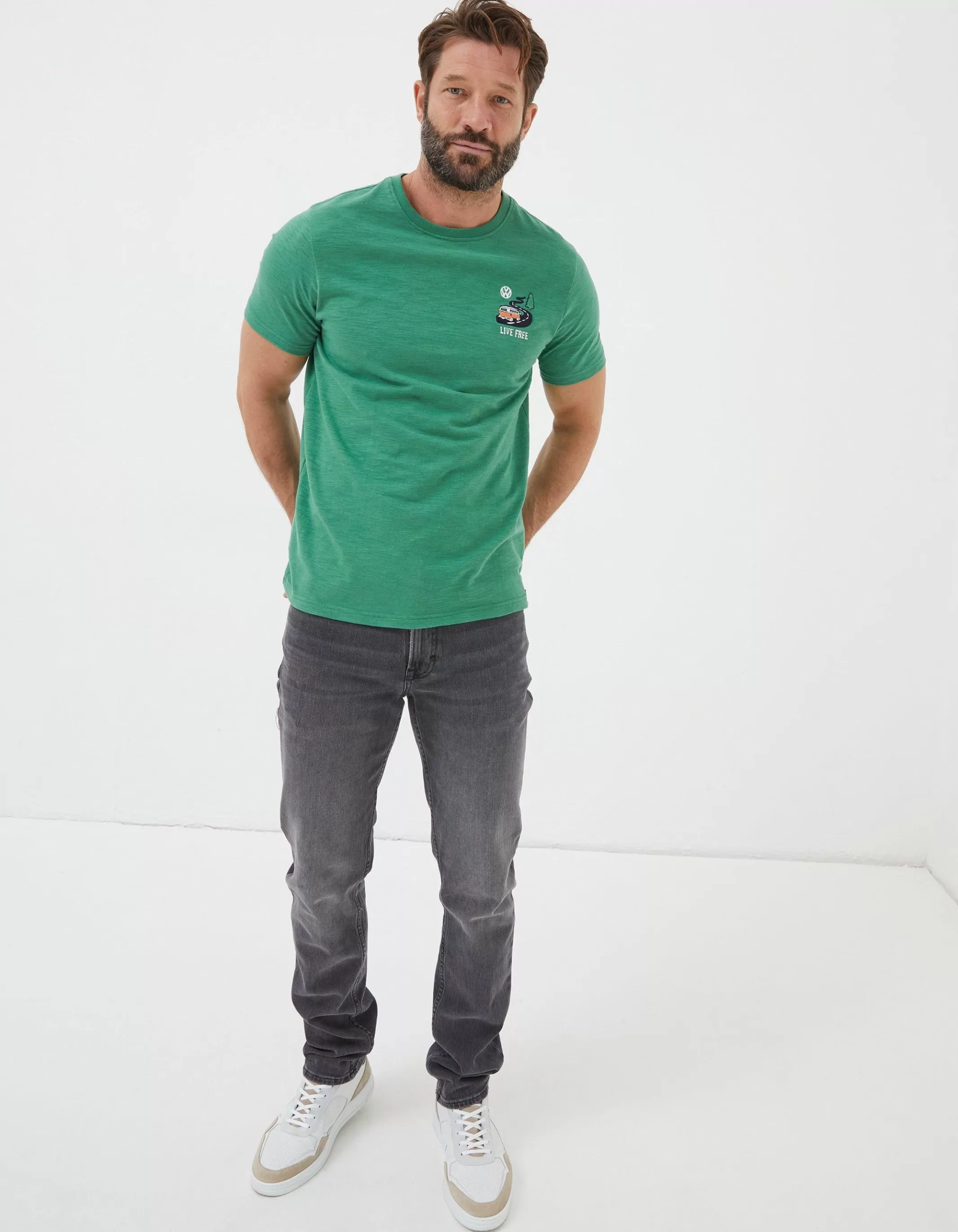 Cheap FatFace Vw Live Free T-Shirt Green
