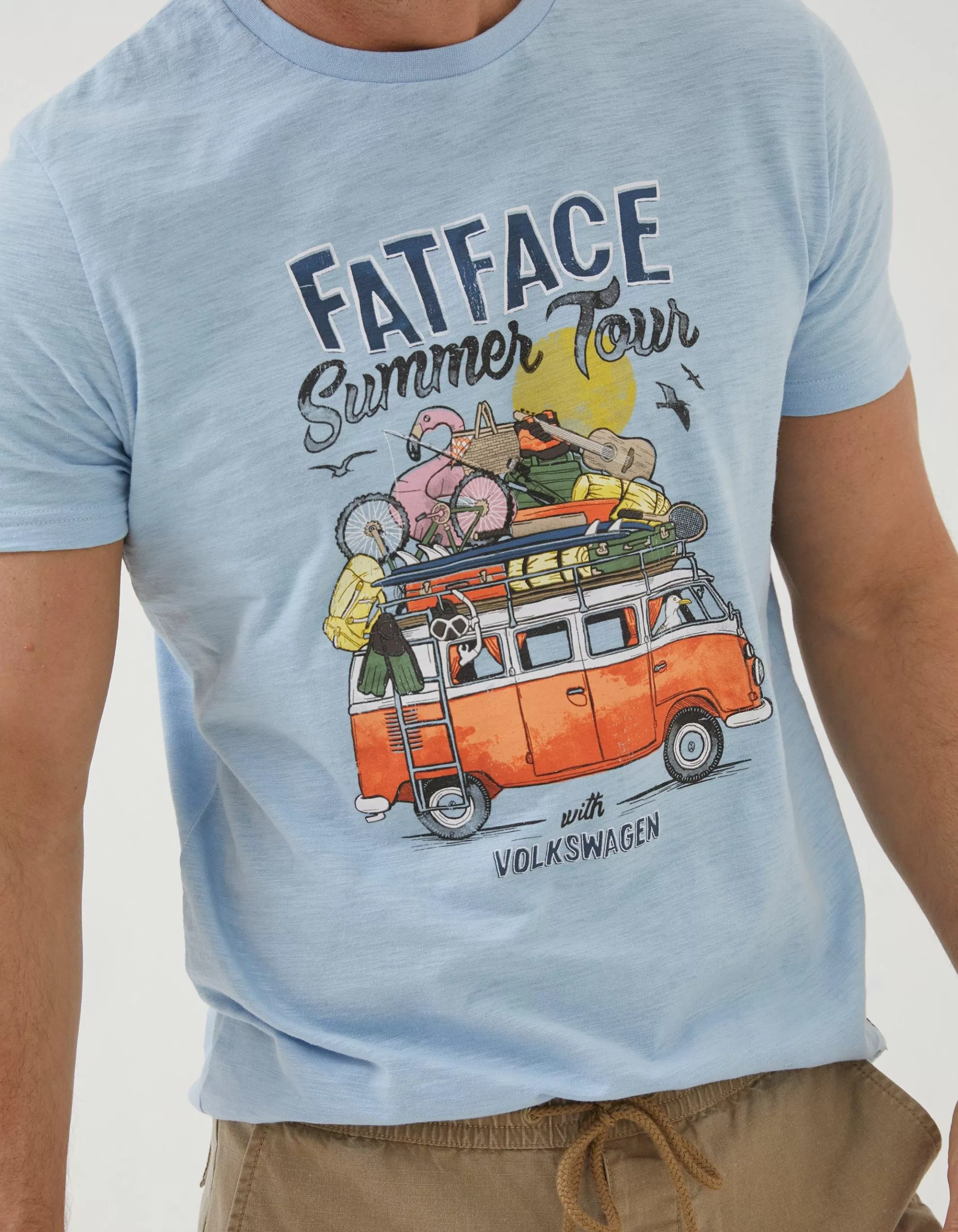 New FatFace Vw Summer Tour T-Shirt Light Blue