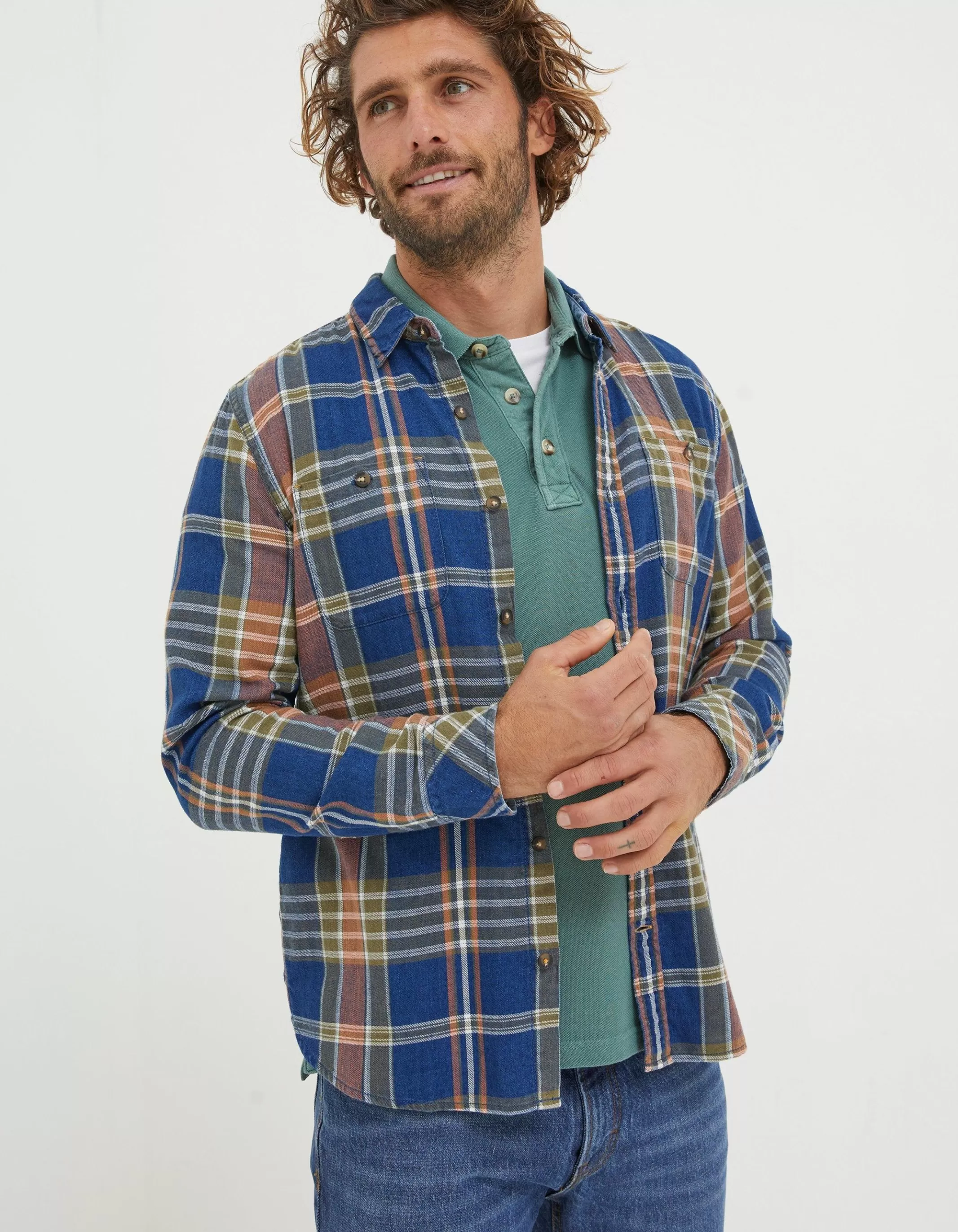 Store FatFace Waddon Indigo Check Shirt Navy