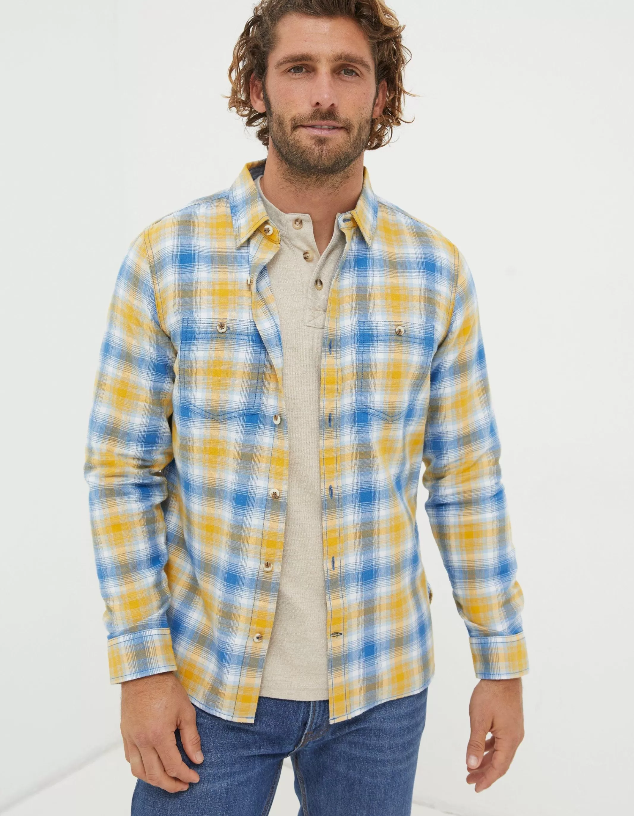 Store FatFace Walby Check Shirt Yellow