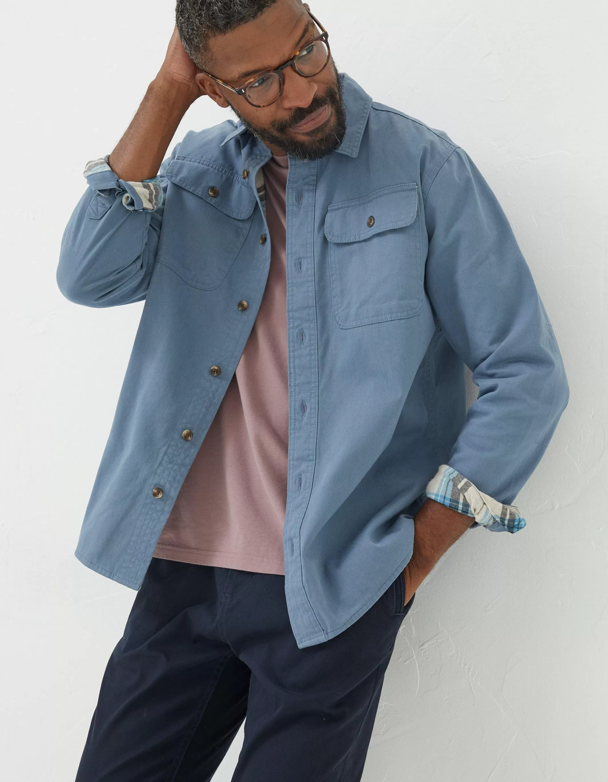 Outlet FatFace Walcot Overshirt Dusky Blue