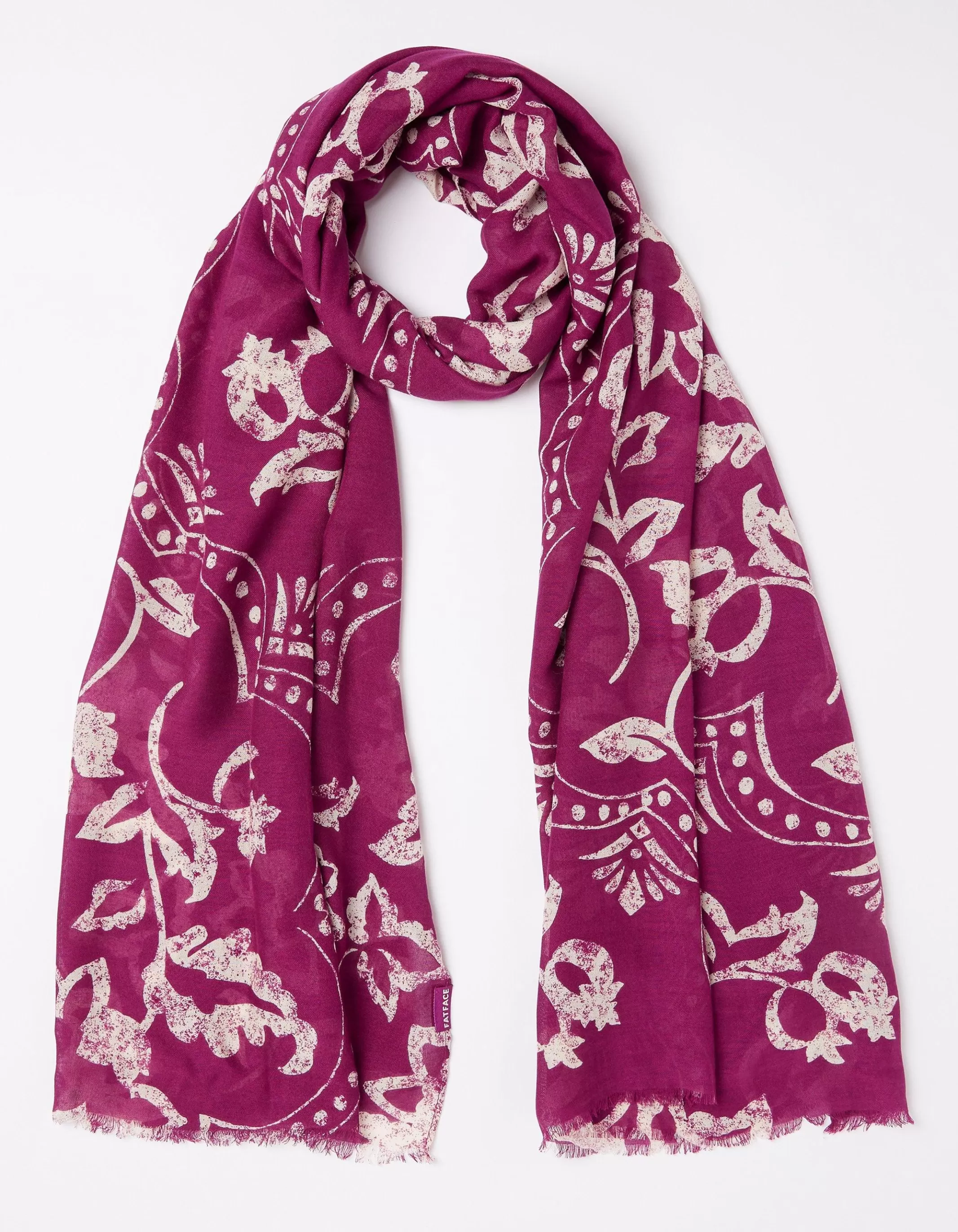 Shop FatFace Wallpaper Floral Scarf Plum
