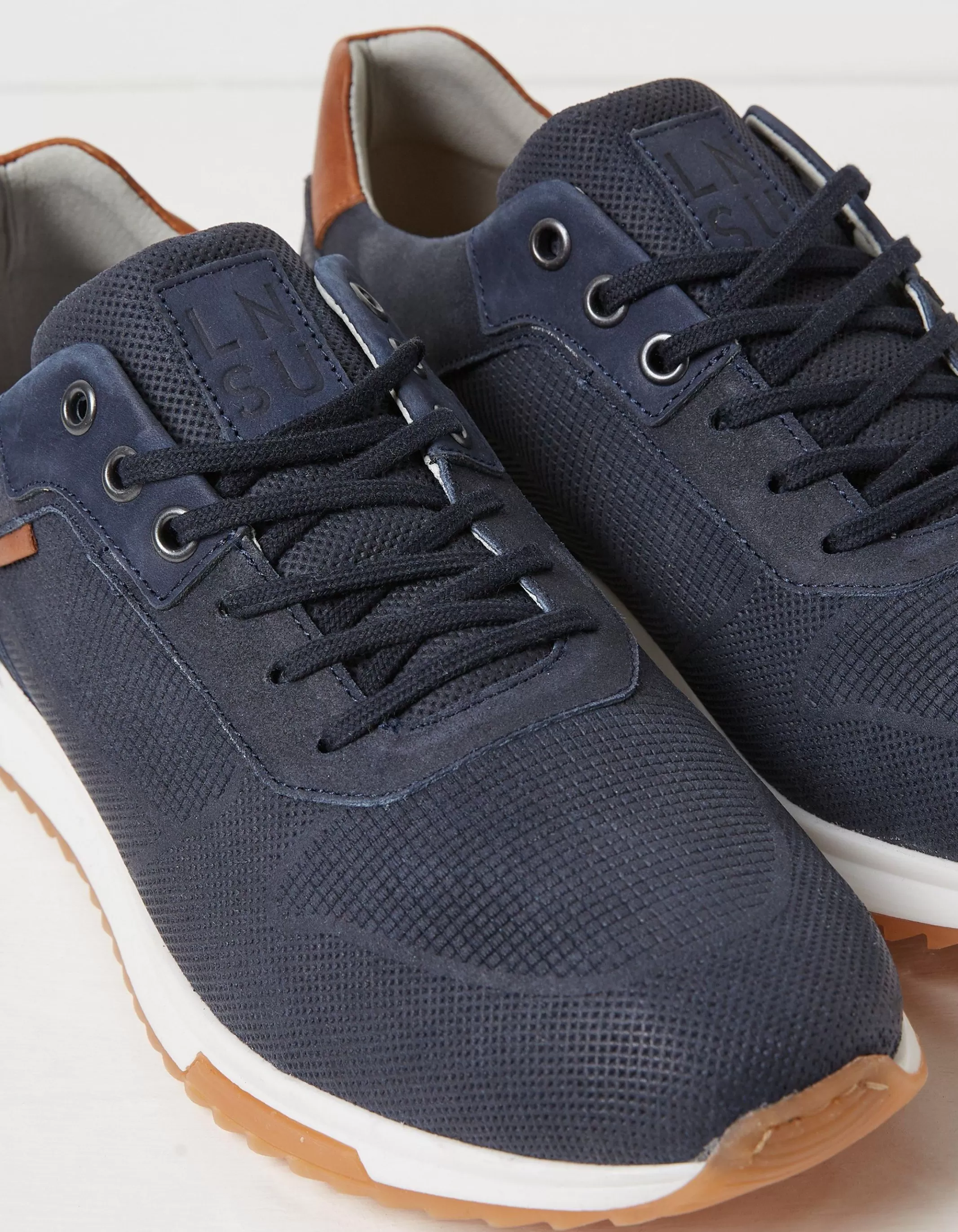 Online FatFace Wells Leather Trainers Navy