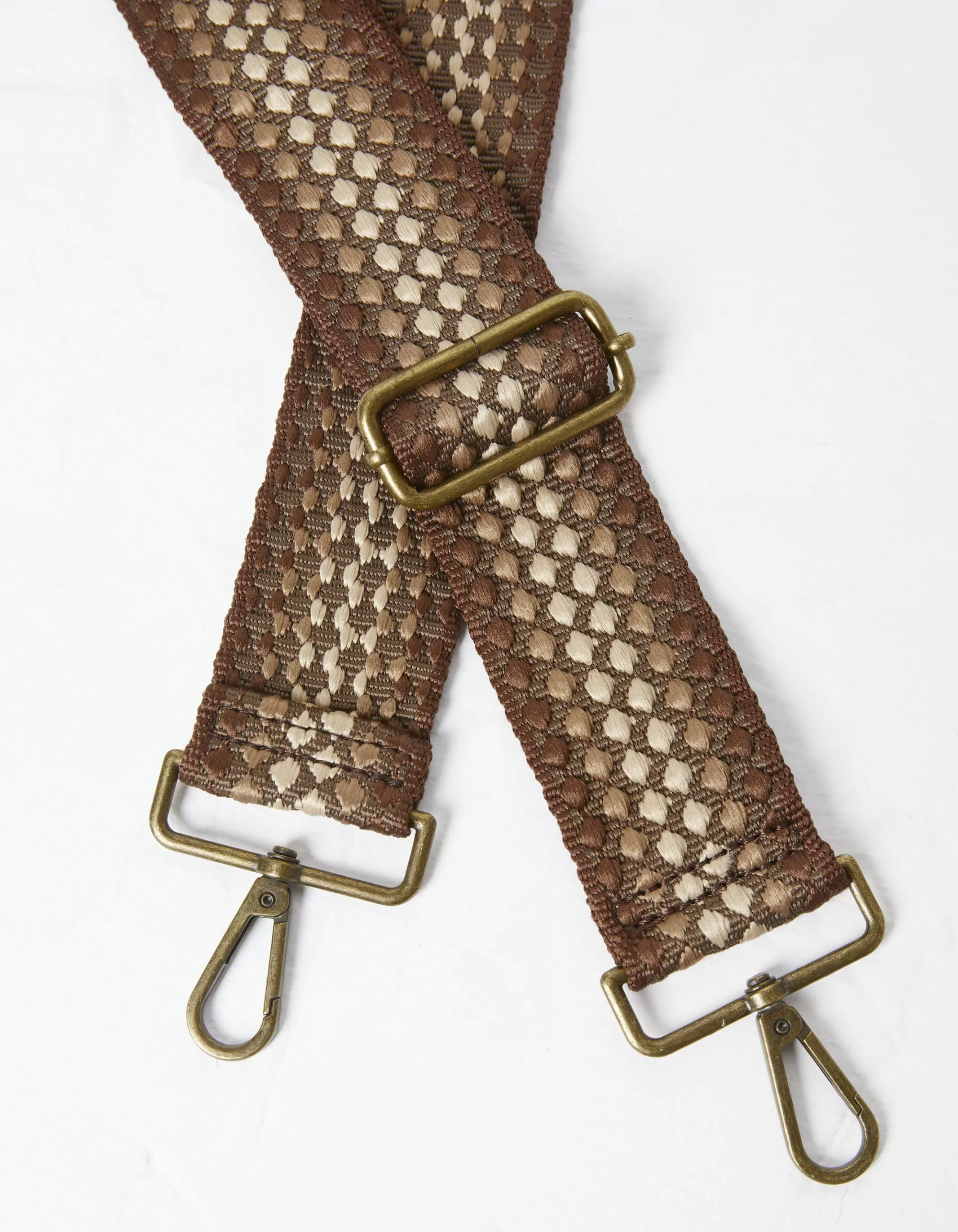 New FatFace Wide Embroidered Bag Strap Tan