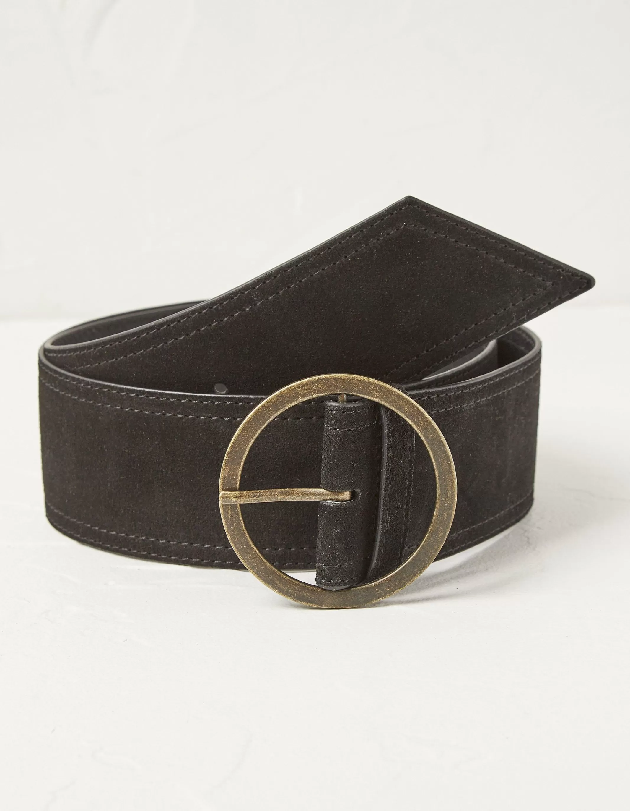 Shop FatFace Wide Suede Belt Black