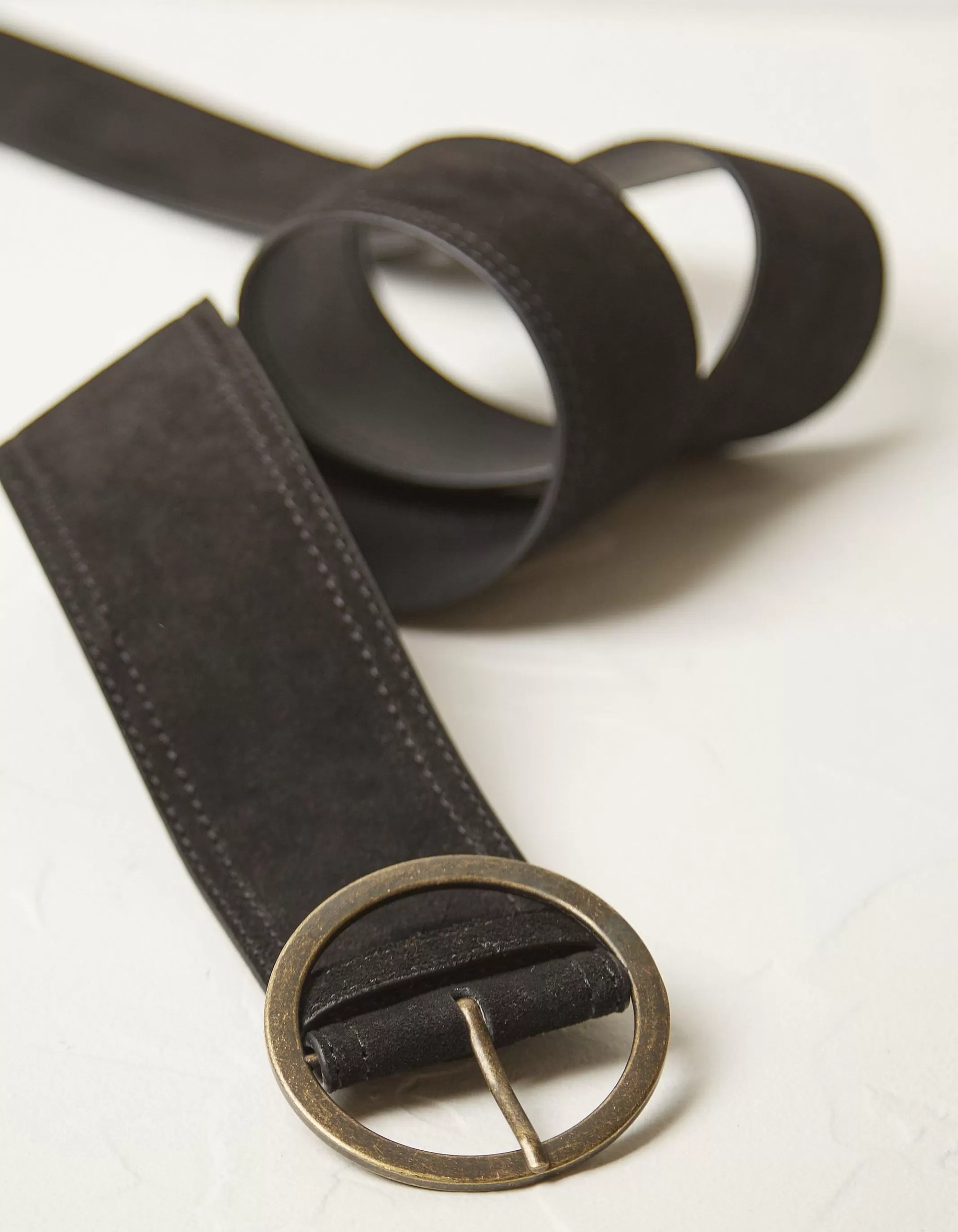 Shop FatFace Wide Suede Belt Black