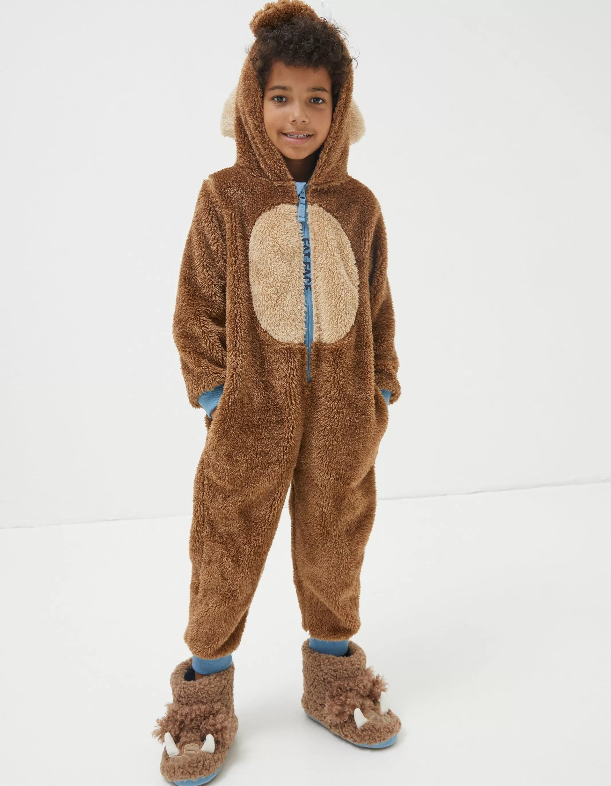 New FatFace Wilfred Mammoth Onesie Brown Marl
