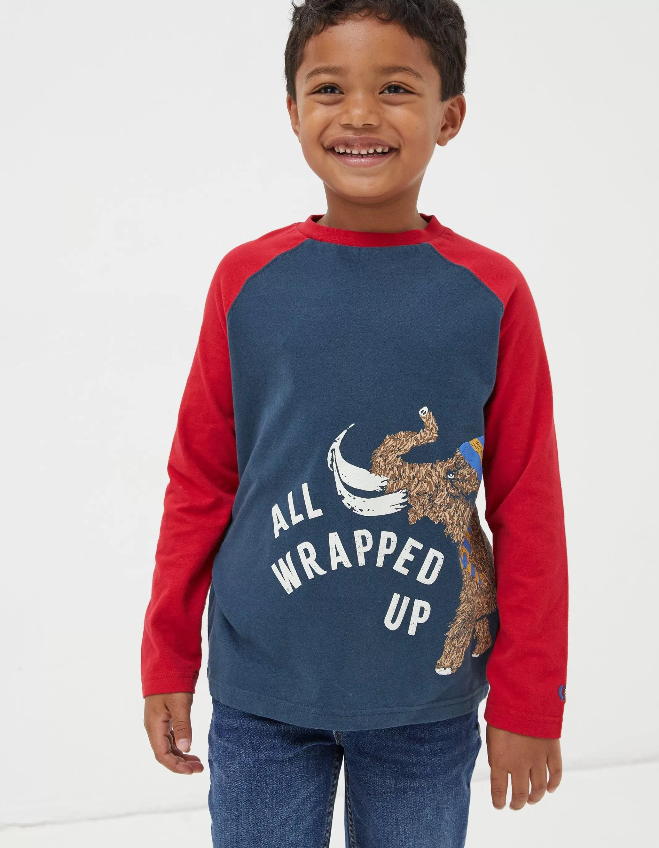 Outlet FatFace Wilfred Woolly Mammoth Graphic Tee Navy