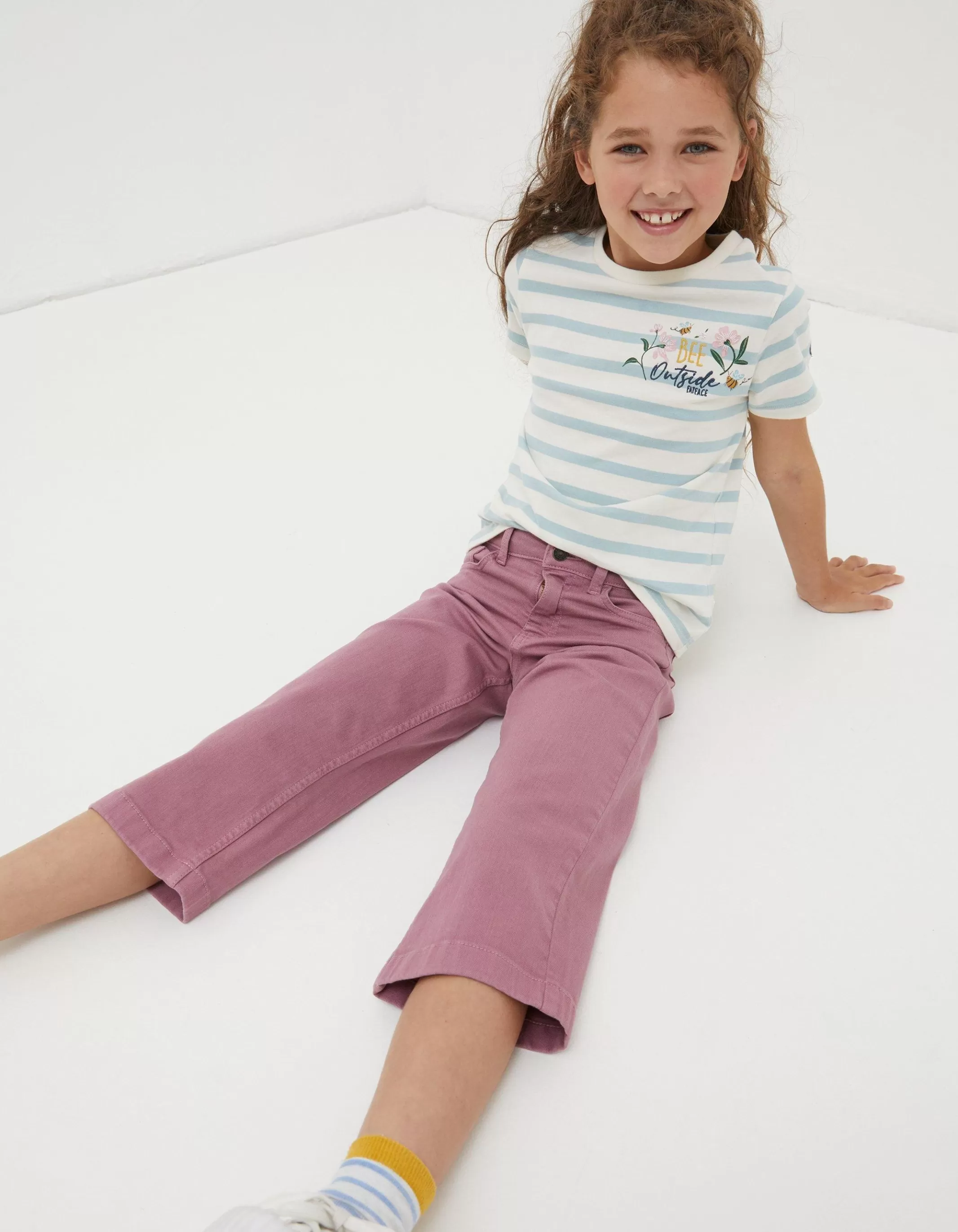 Best Sale FatFace Willow Wide Leg Coloured Cropped Jeans Light Pink
