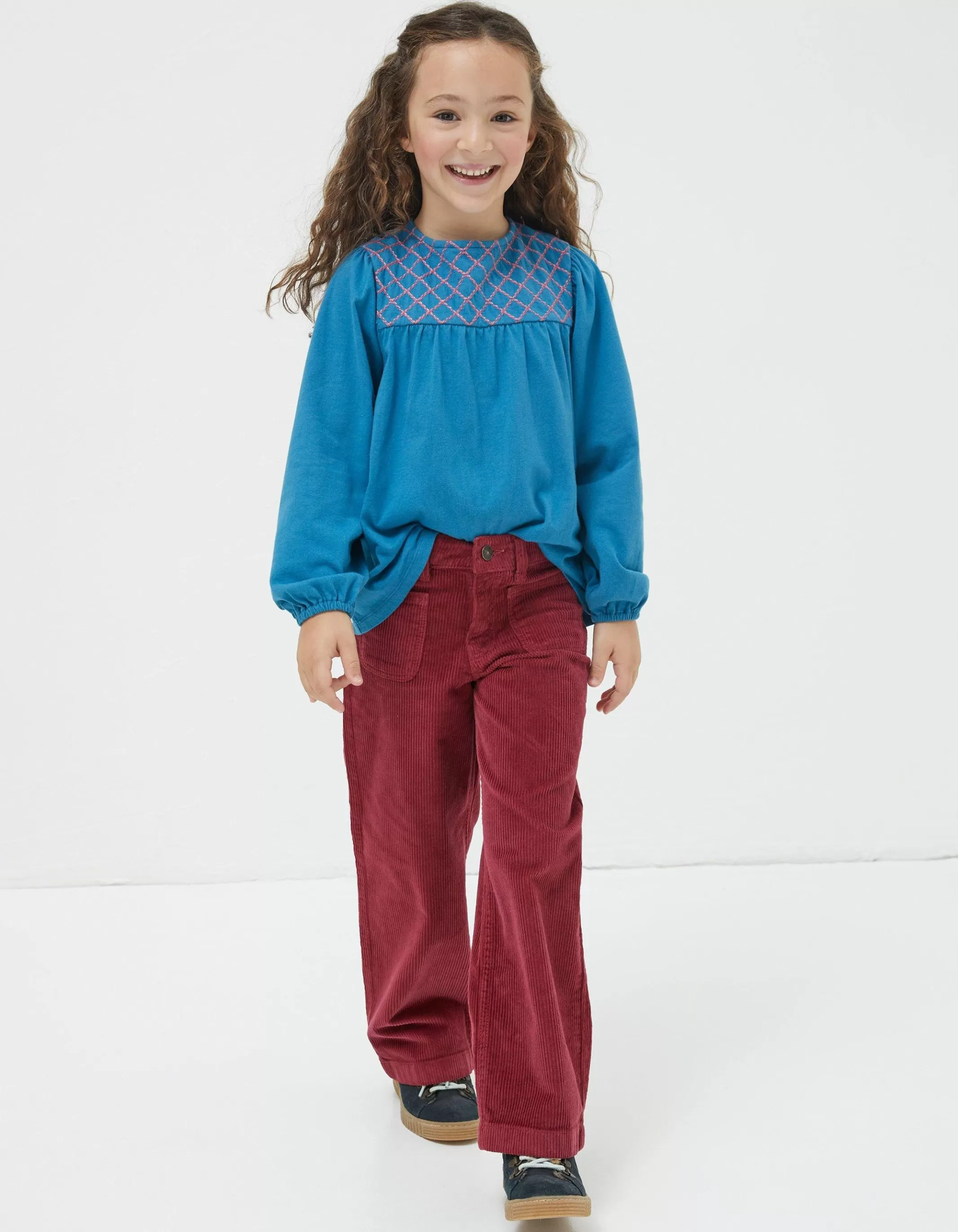 Fashion FatFace Willow Wide Leg Cord Trouser Berry Pink