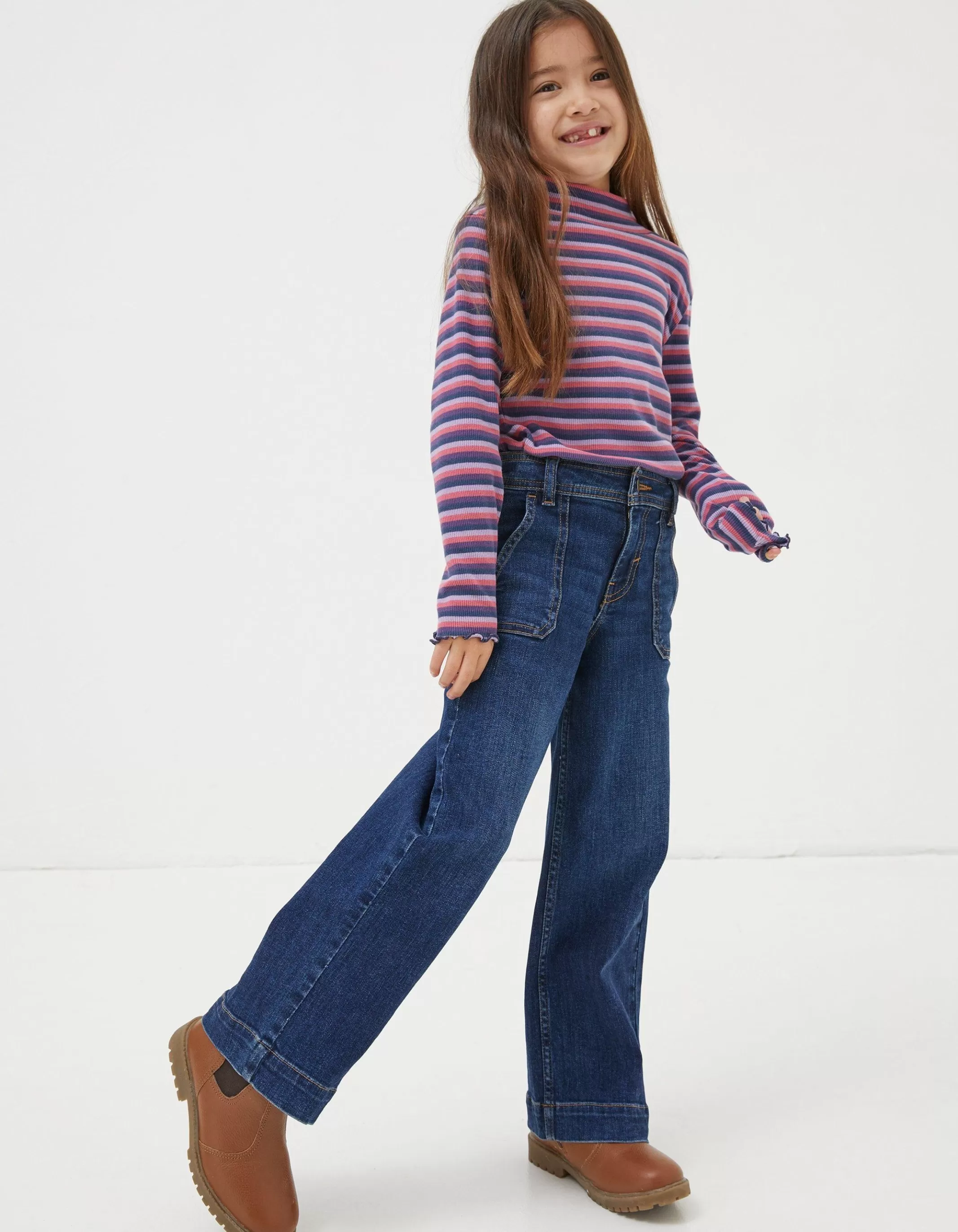 Sale FatFace Willow Wide Leg Jeans Denim Blue