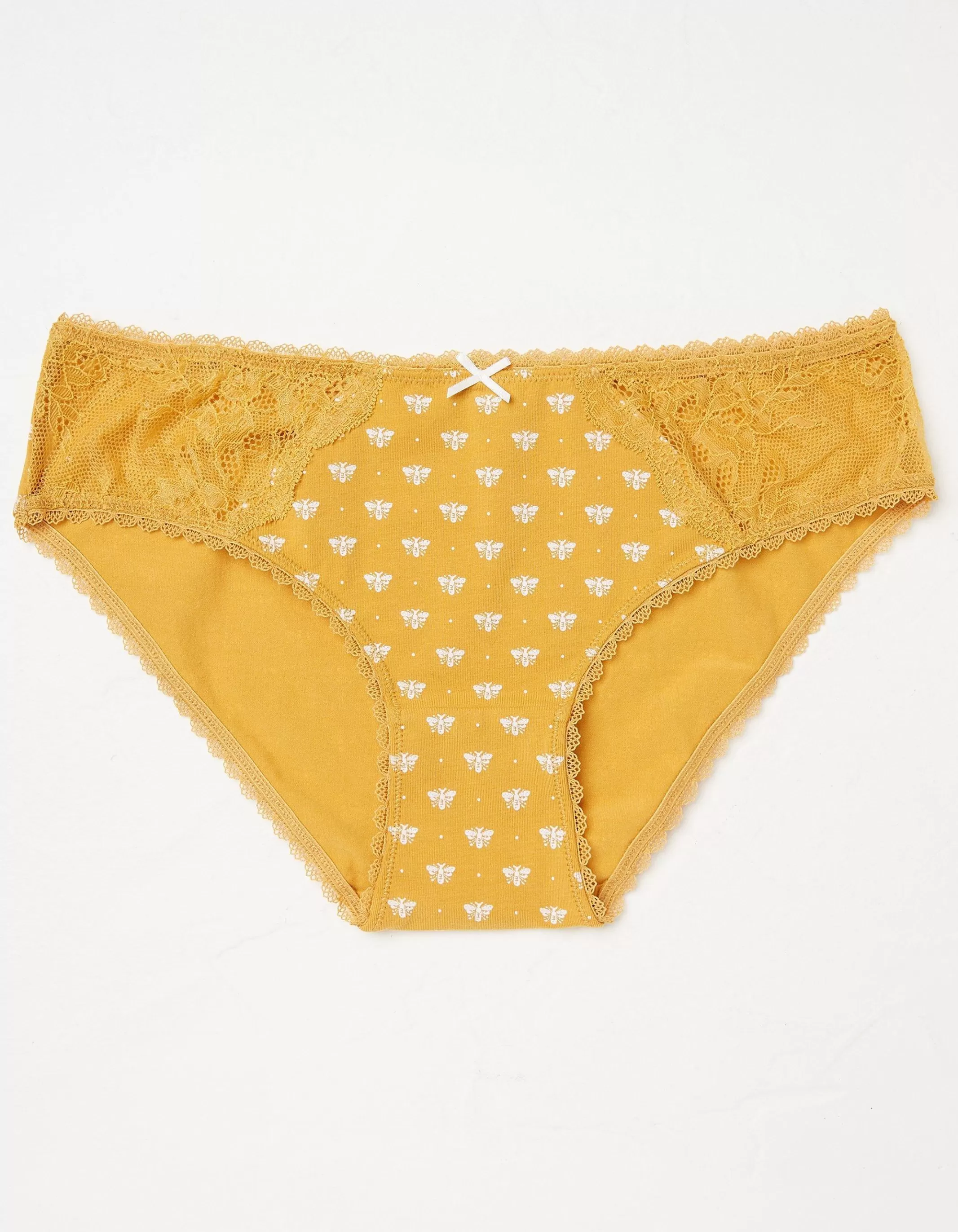Shop FatFace Woodblock Bee Mini Knickers Mustard Yellow
