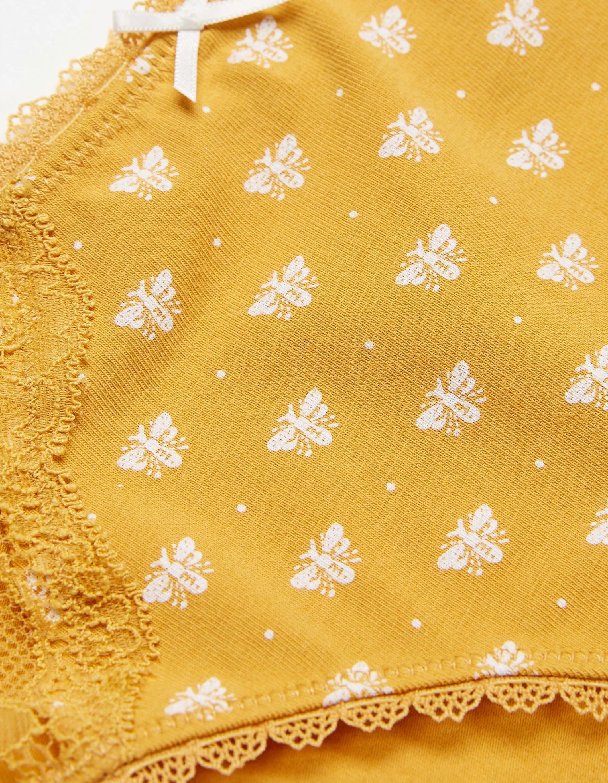Shop FatFace Woodblock Bee Mini Knickers Mustard Yellow