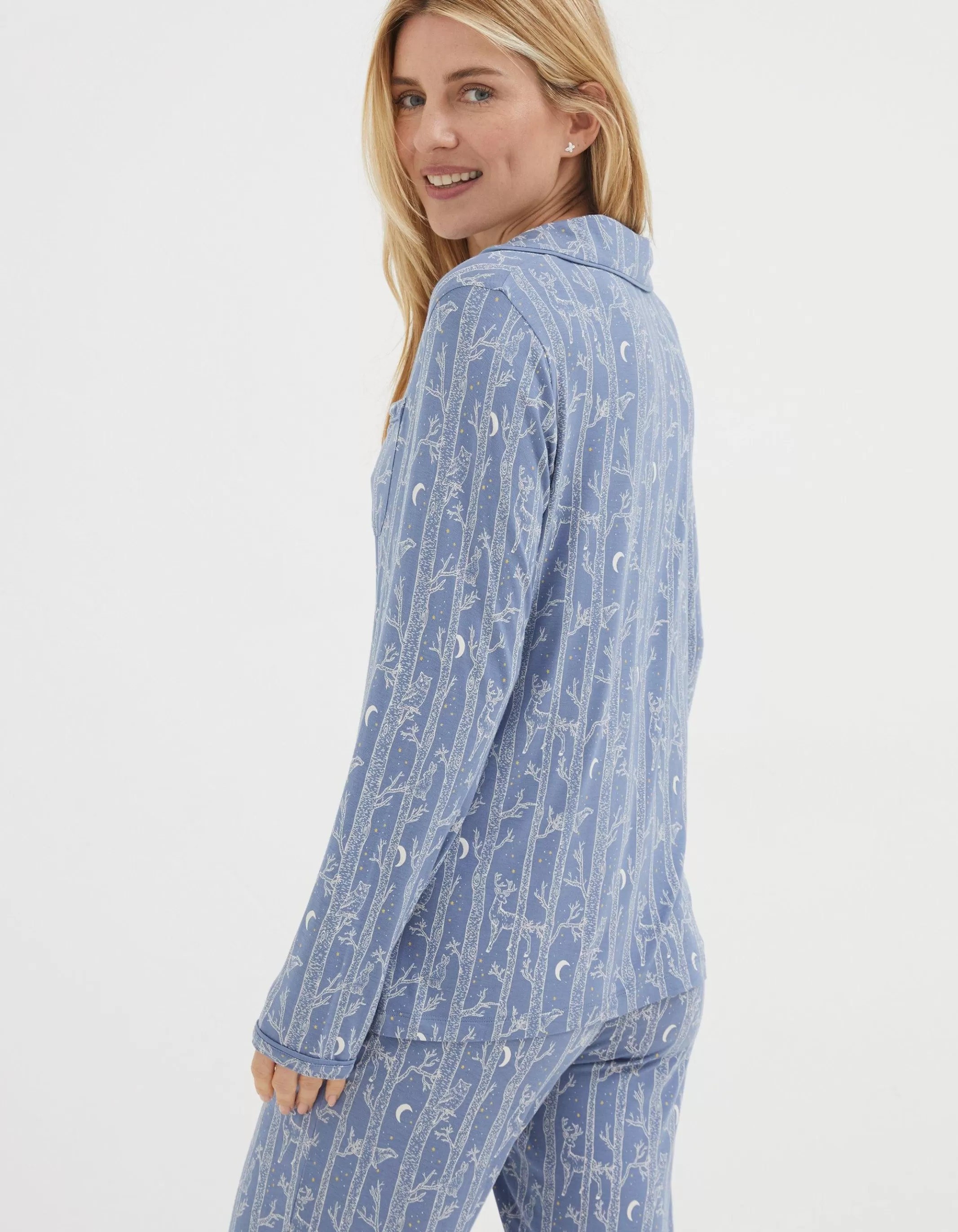 Outlet FatFace Woodland Tree Nightshirt Chambray Blue