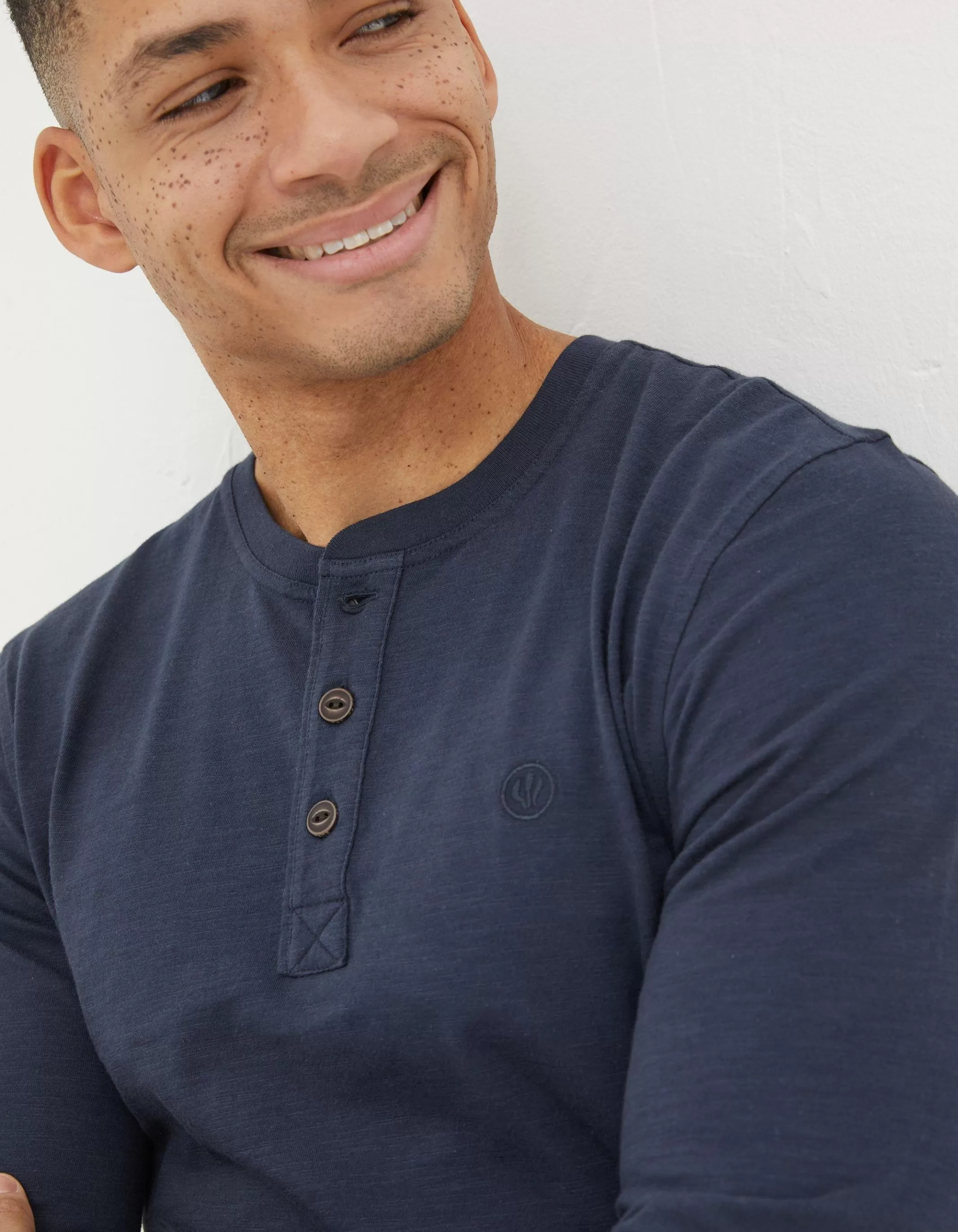 Store FatFace Woodside Slub Cotton Henley Navy