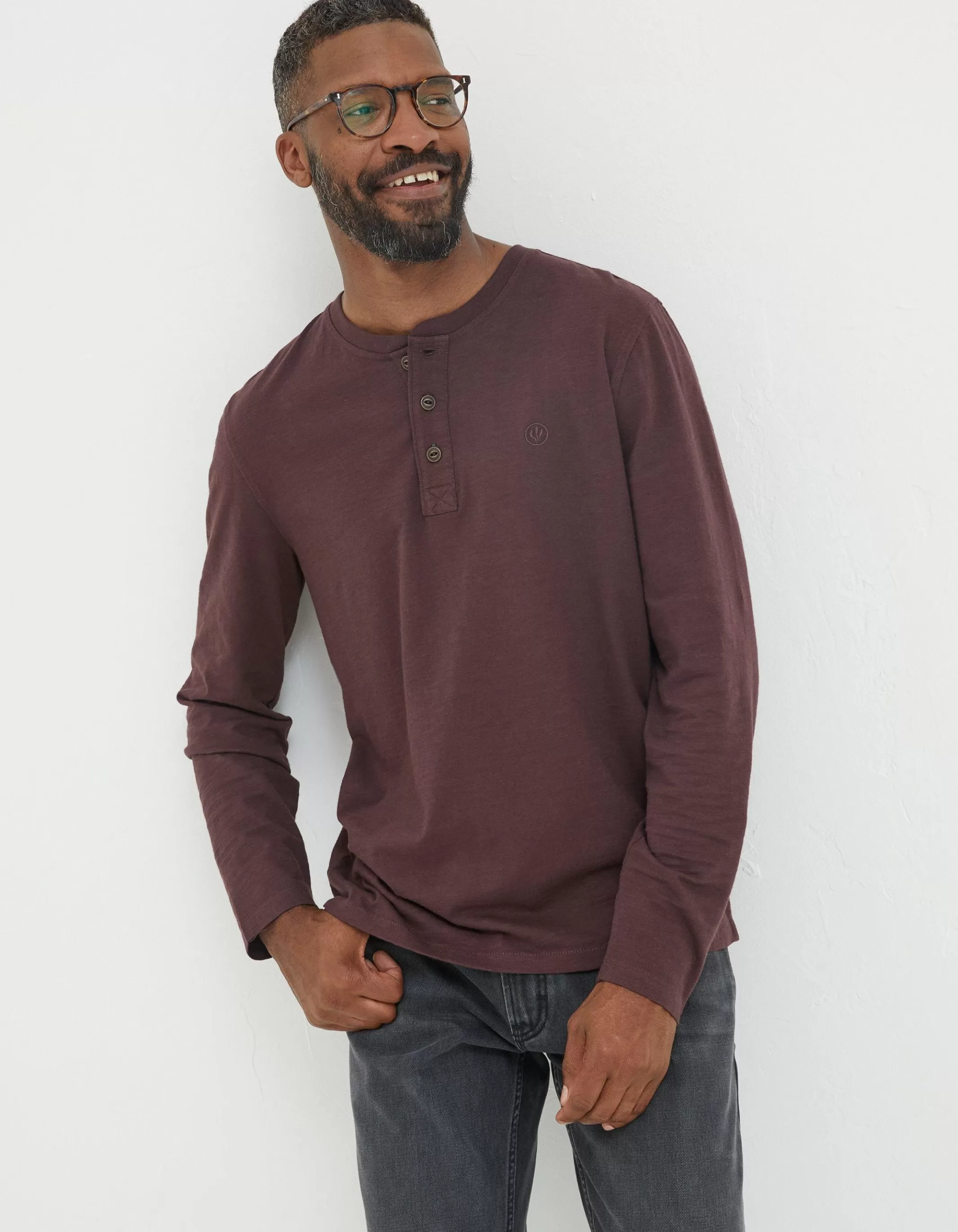 Shop FatFace Woodside Slub Henley Plum