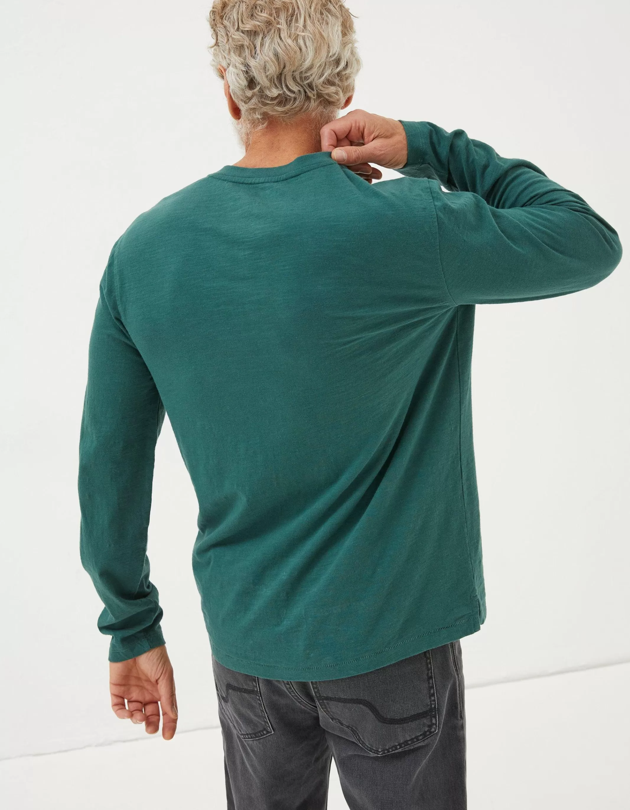Flash Sale FatFace Woodside Slub Henley Jade Green
