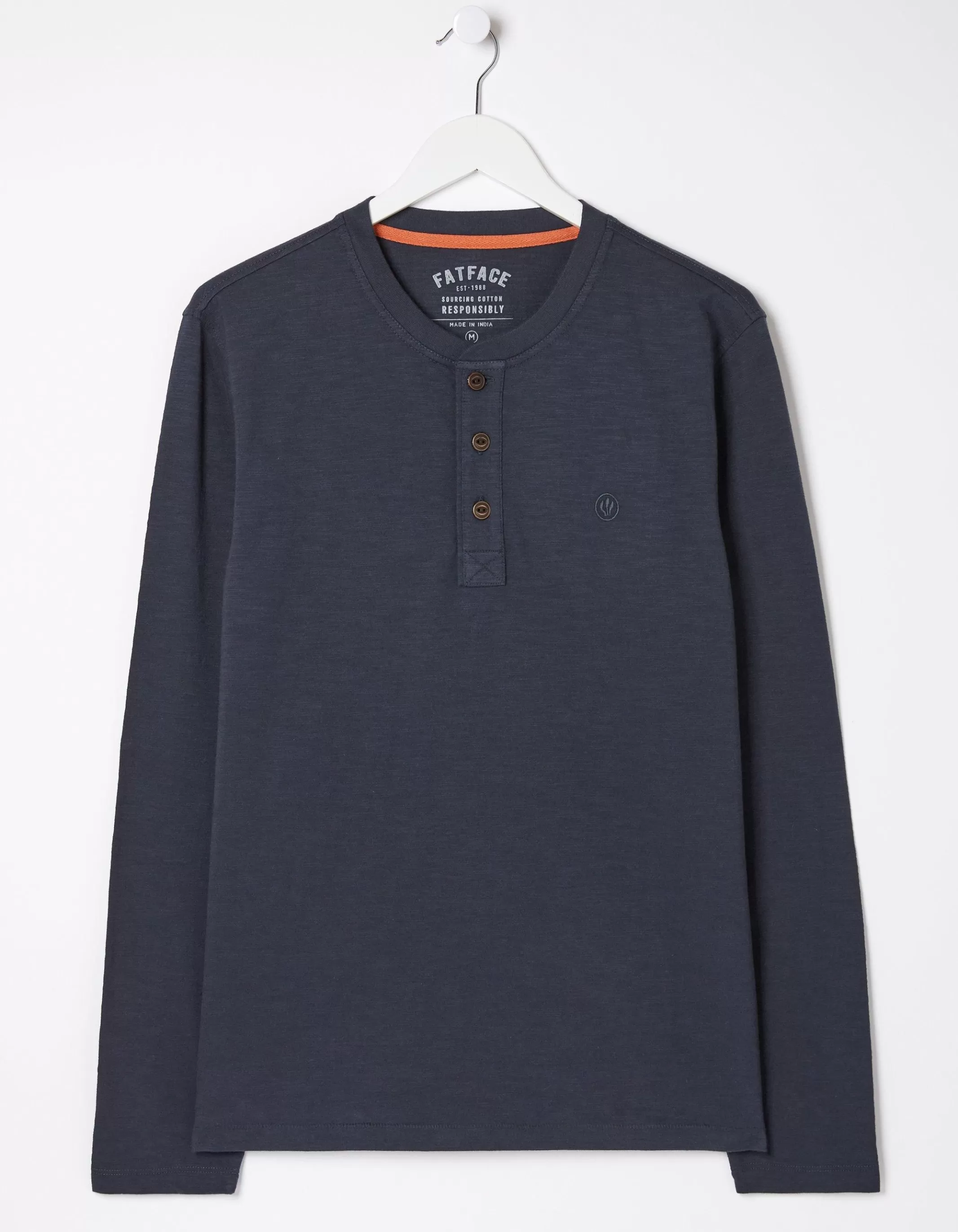 Hot FatFace Woodside Slub Henley Navy