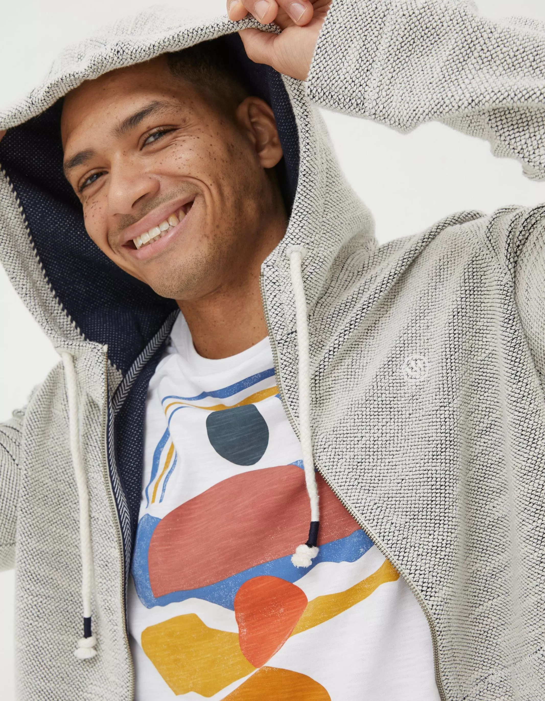 Cheap FatFace Woolacombe Zip Through Hoodie Oatmeal