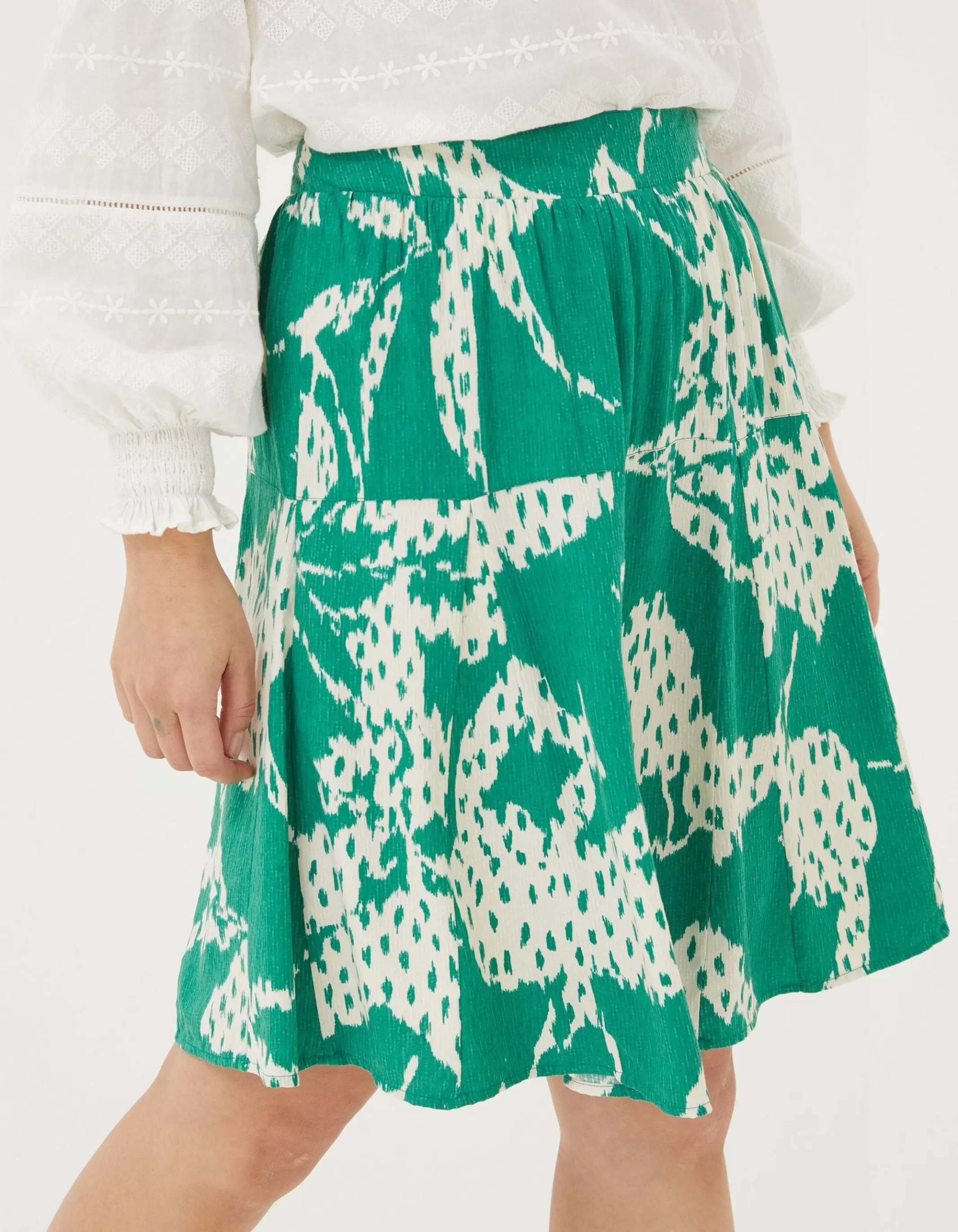New FatFace Wynne Textured Leaves Skirt Green