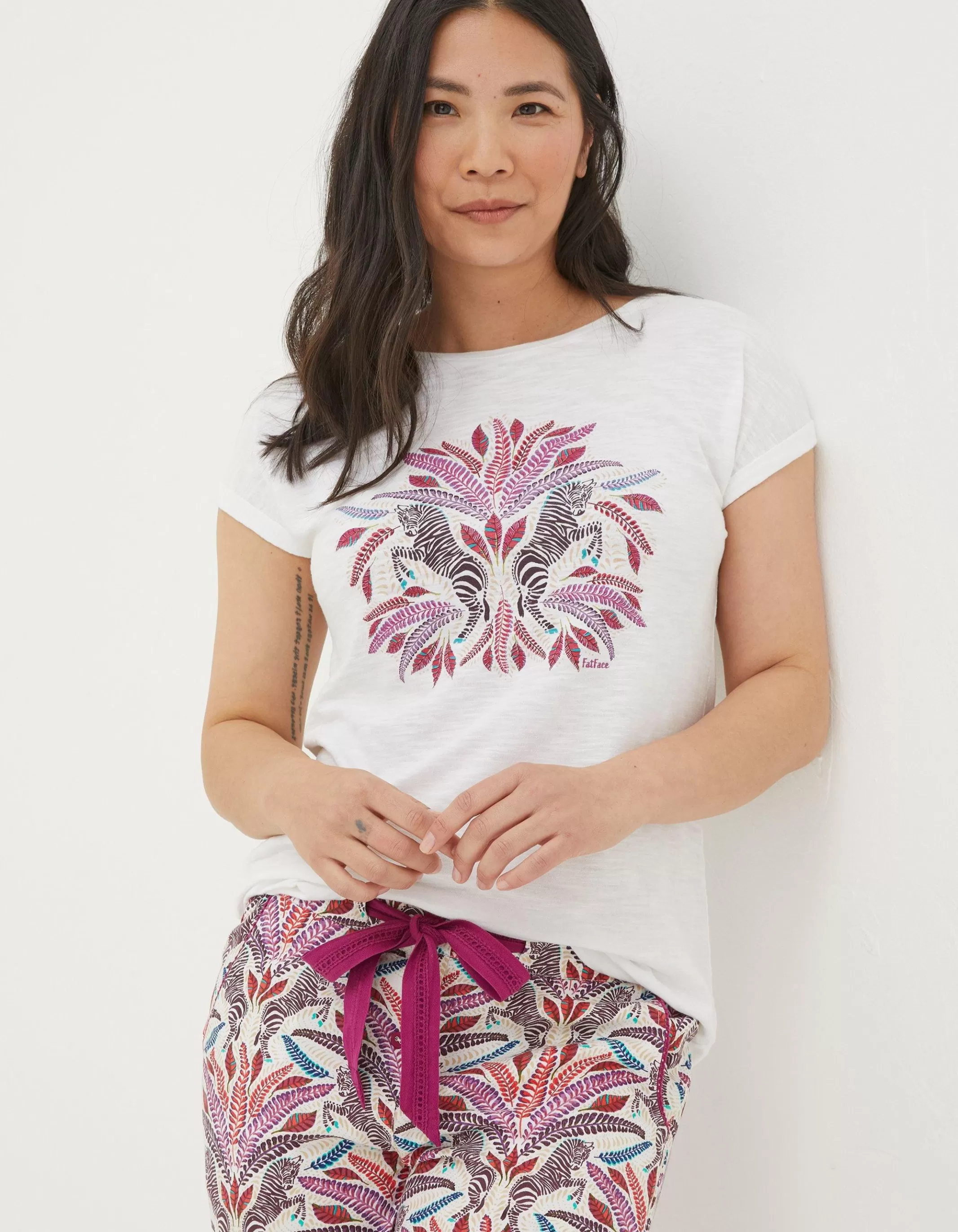Fashion FatFace Zebra Graphic T-Shirt Ivory